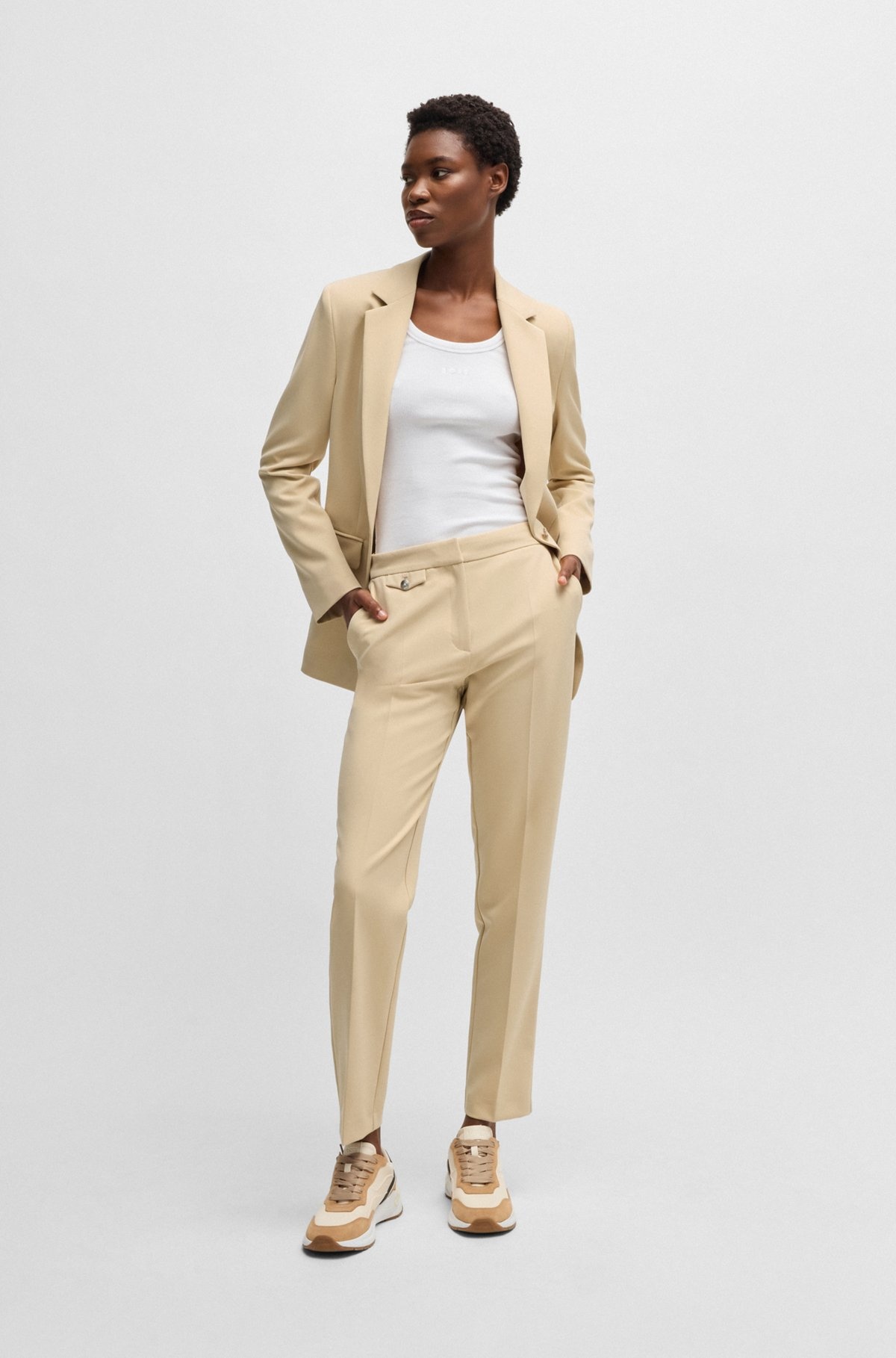 CREASE-FRONT CHINOS IN STRETCH SATIN - 3