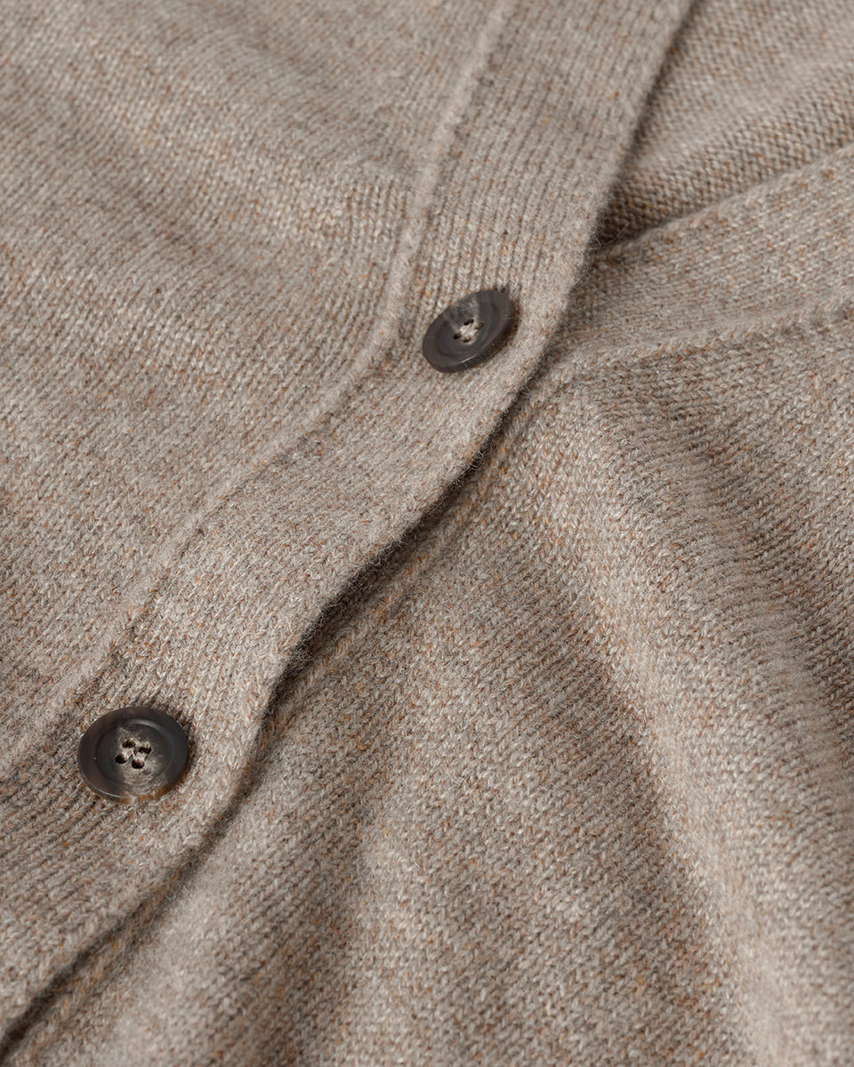 Boyfriend-Fit Brown Cashmere Cardigan - 6