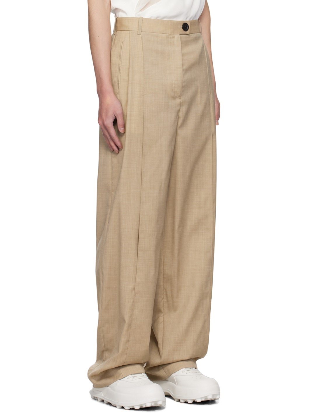 Taupe Front Slit Trousers - 2