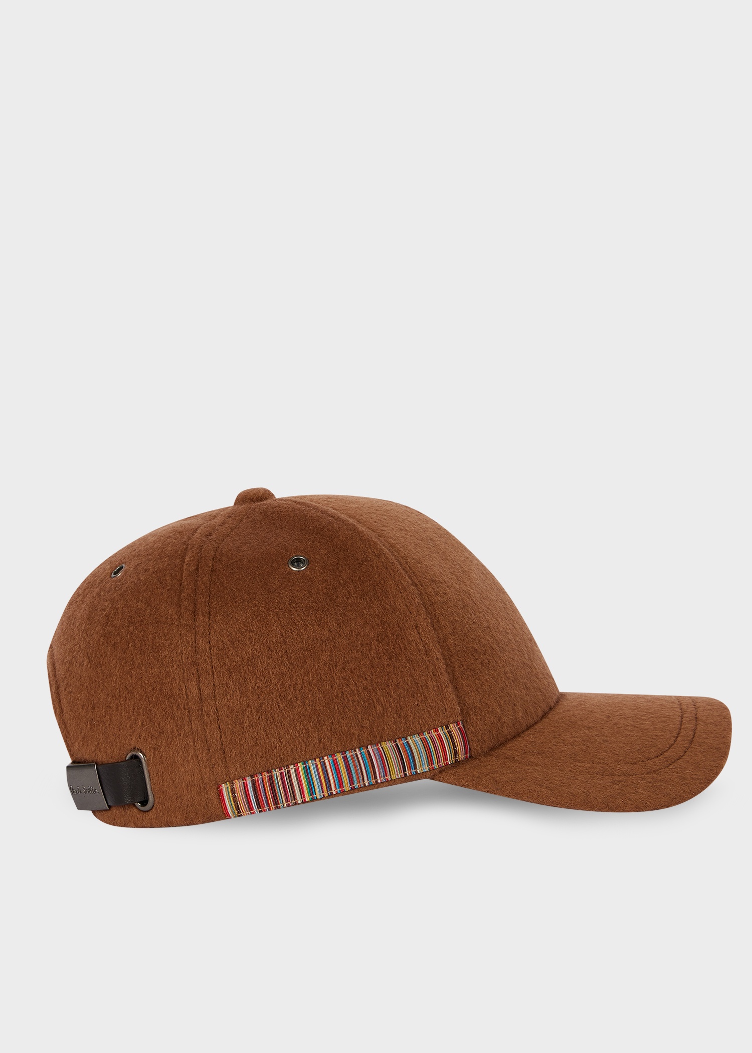 Brown 'Signature Stripe' Trim Wool Cap - 1