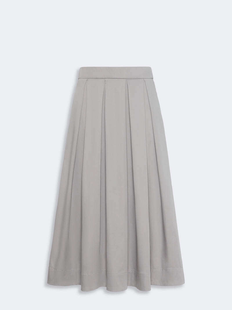 TESORO Cotton satin pleated midi skirt - LIGHT GREY 1