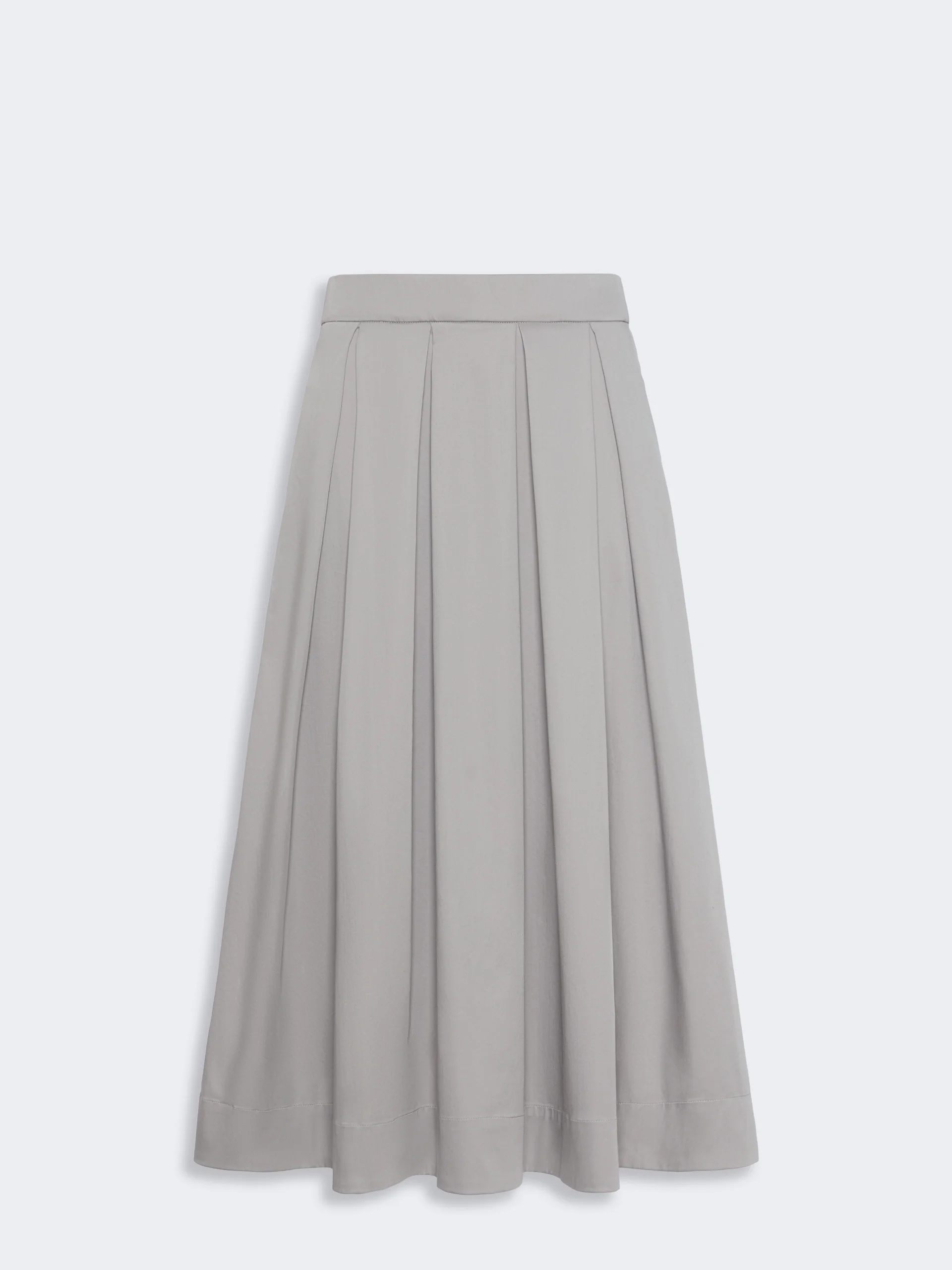 TESORO Cotton satin pleated midi skirt - LIGHT GREY - 1