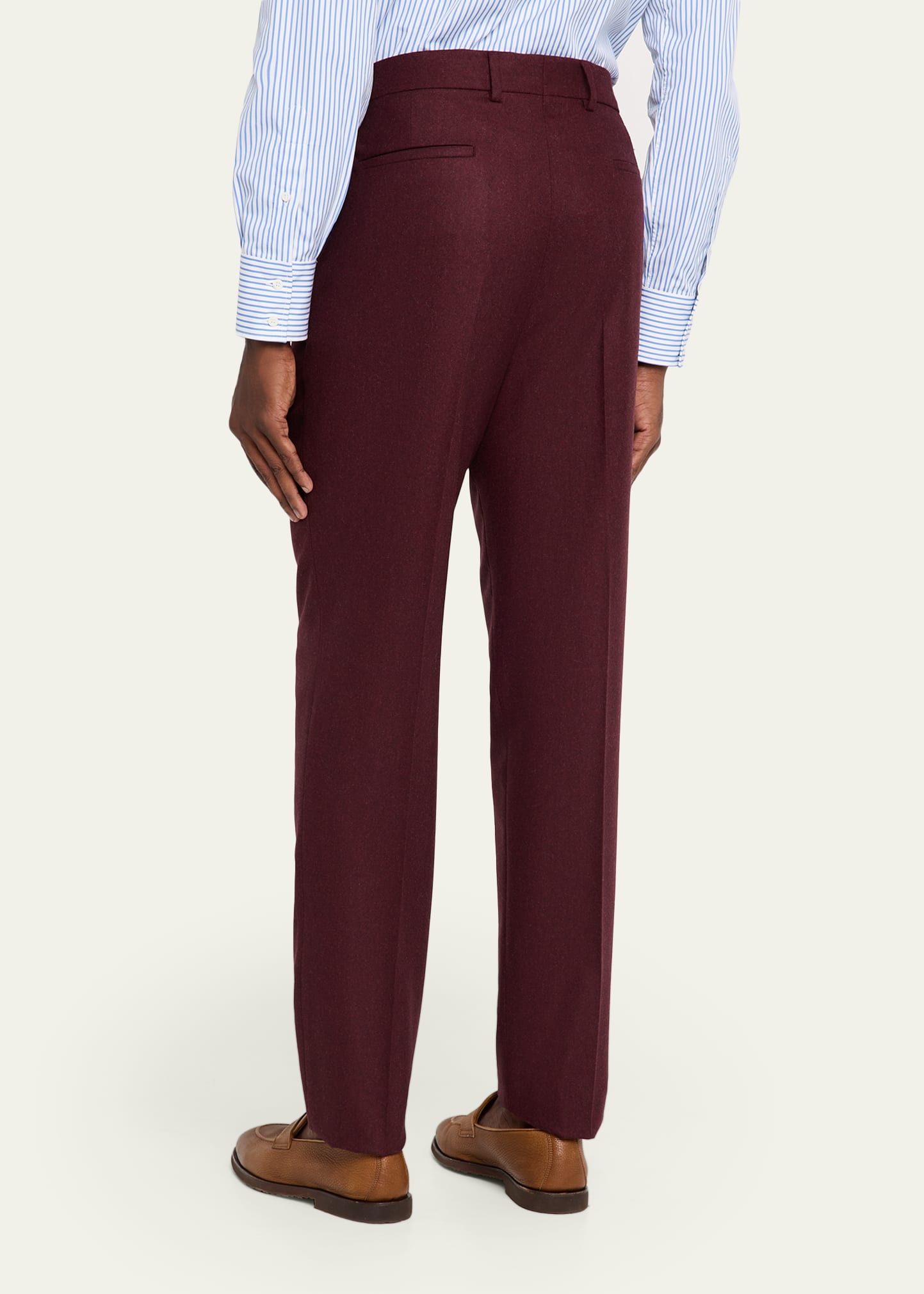 Men's Wool Flannel Single-Pleated Pants - 3