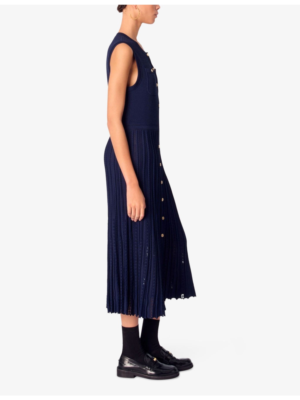 Pleated Sleeveless Knitted Maxi Dress - 3