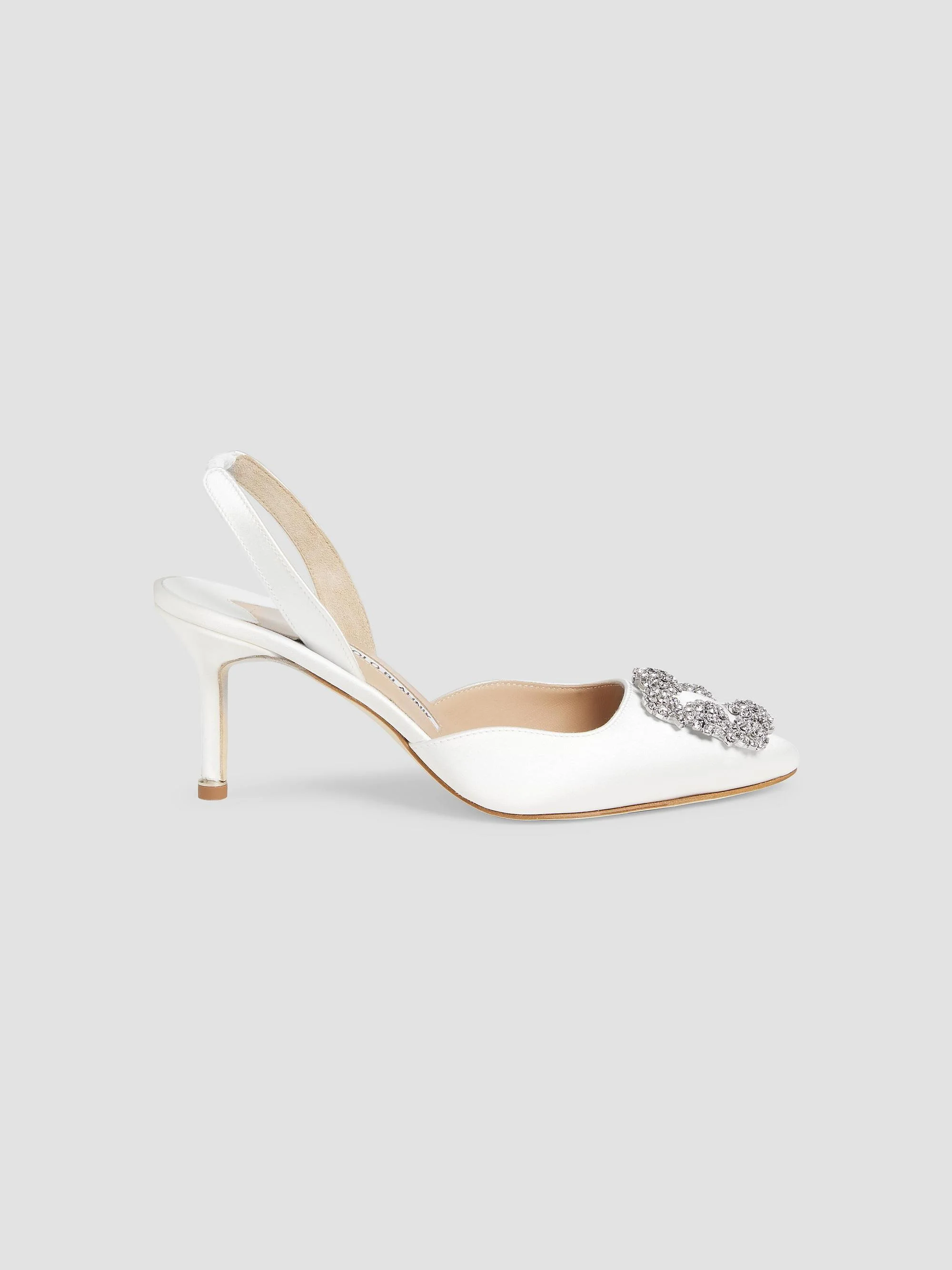Women's Hangisli 70MM Satin Slingback Pumps - White - 1
