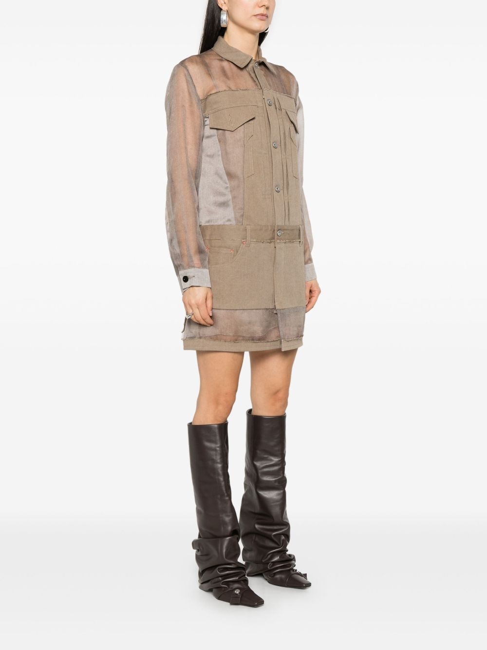 panelled mini dress - 3