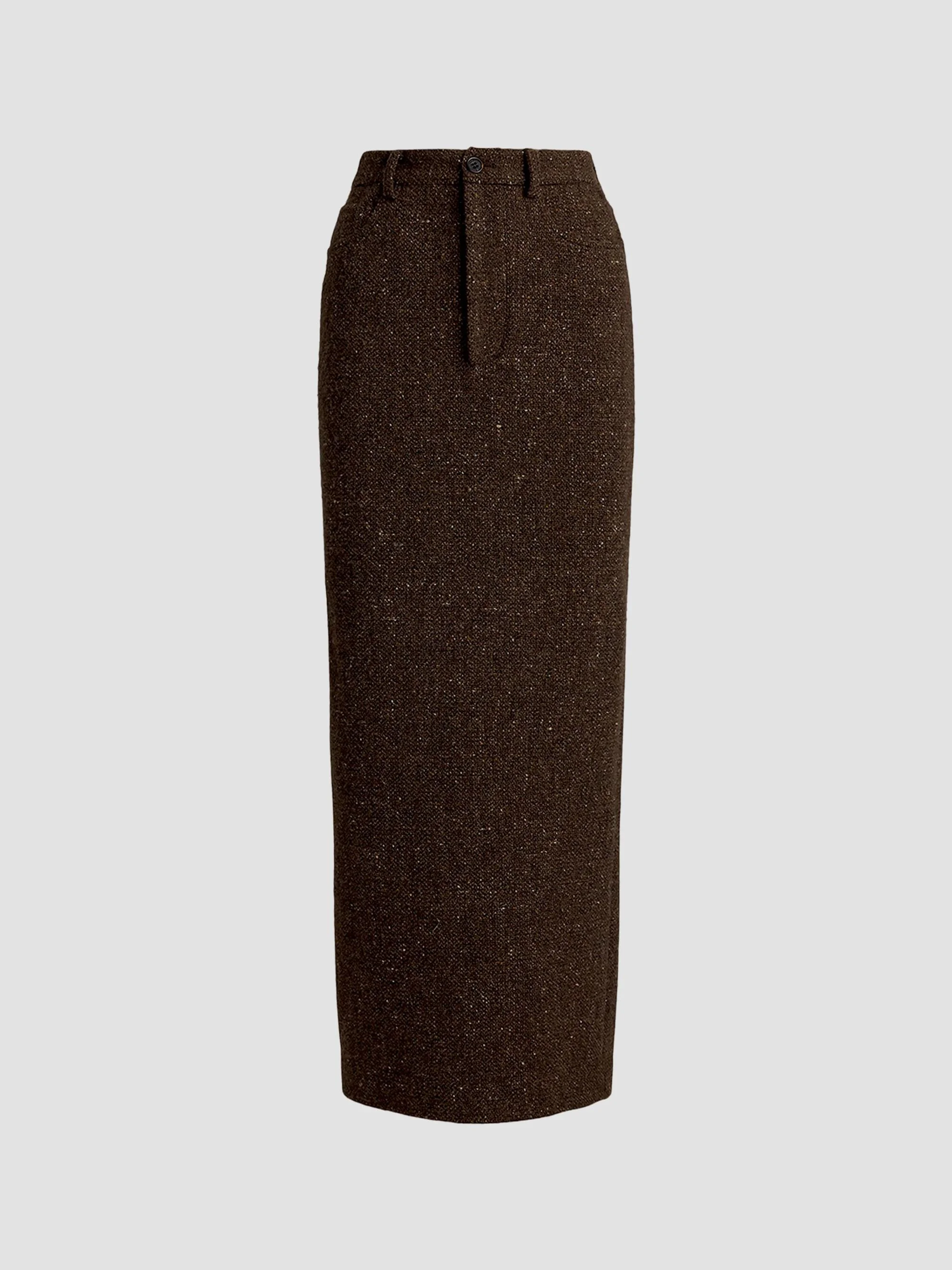 Women's Fontaine Textured Tweed Pencil Skirt - Brown - 1