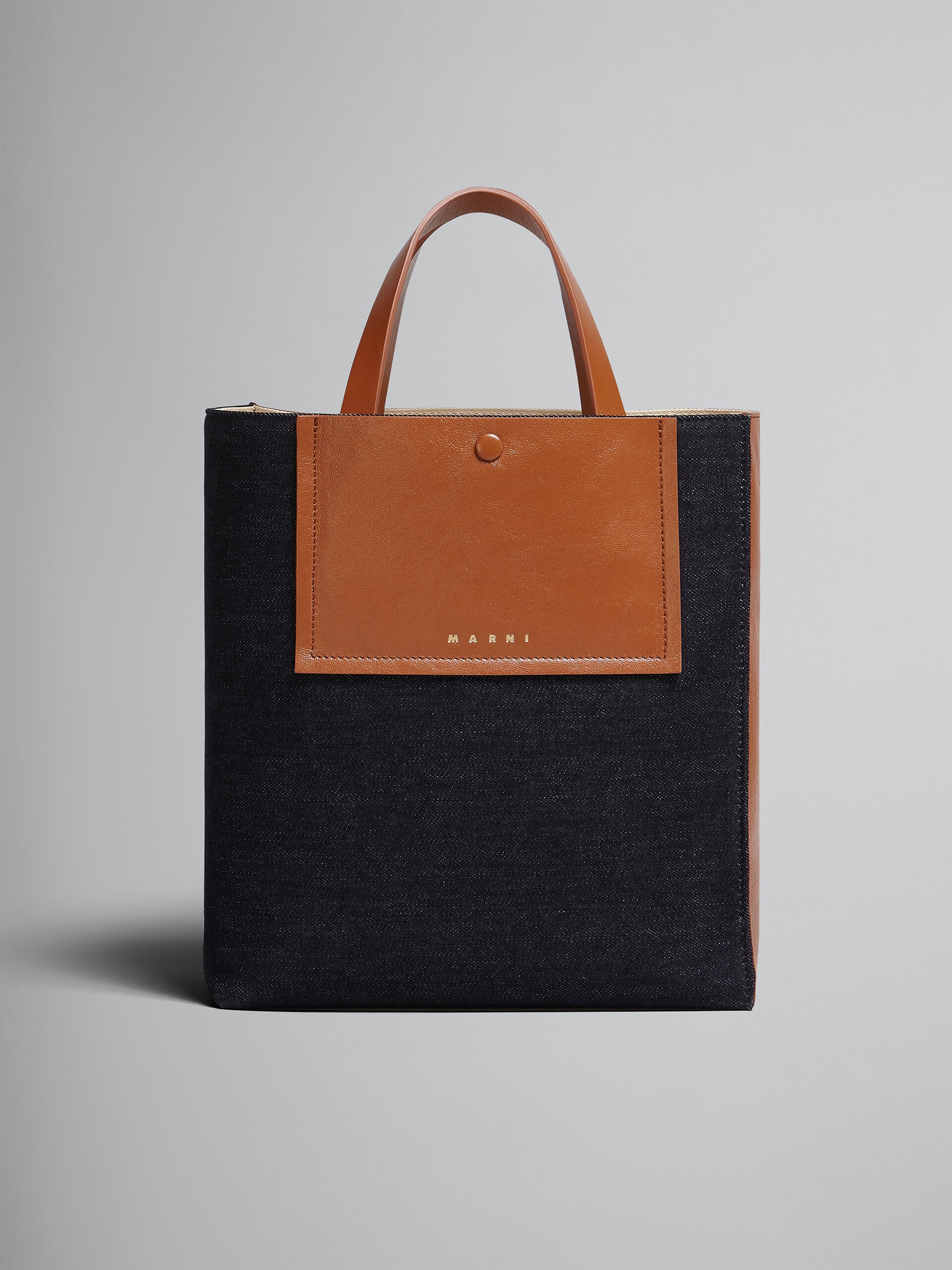 MUSEO SOFT LARGE BAG IN DENIM AND LEATHER - 1