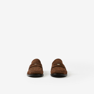 Burberry Coin Detail Suede Penny Loafers outlook