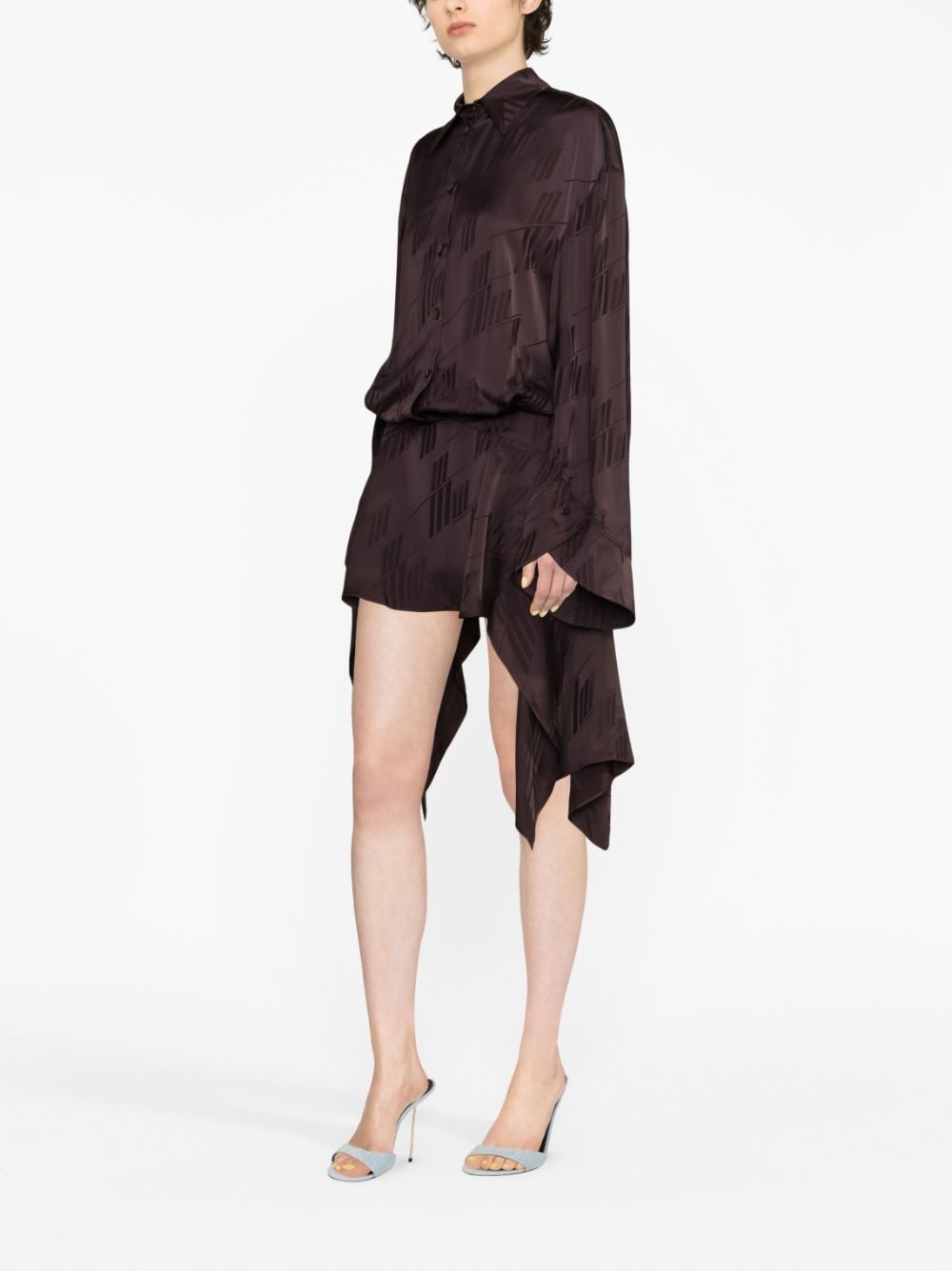 Mischa logo-jacquard asymmetric shirtdress - 3