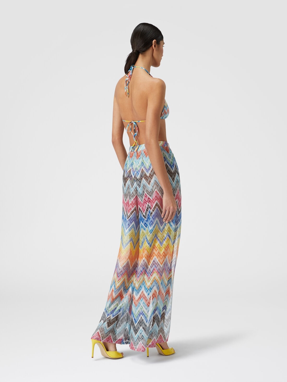 Palazzo trousers with zigzag print and lurex - 3
