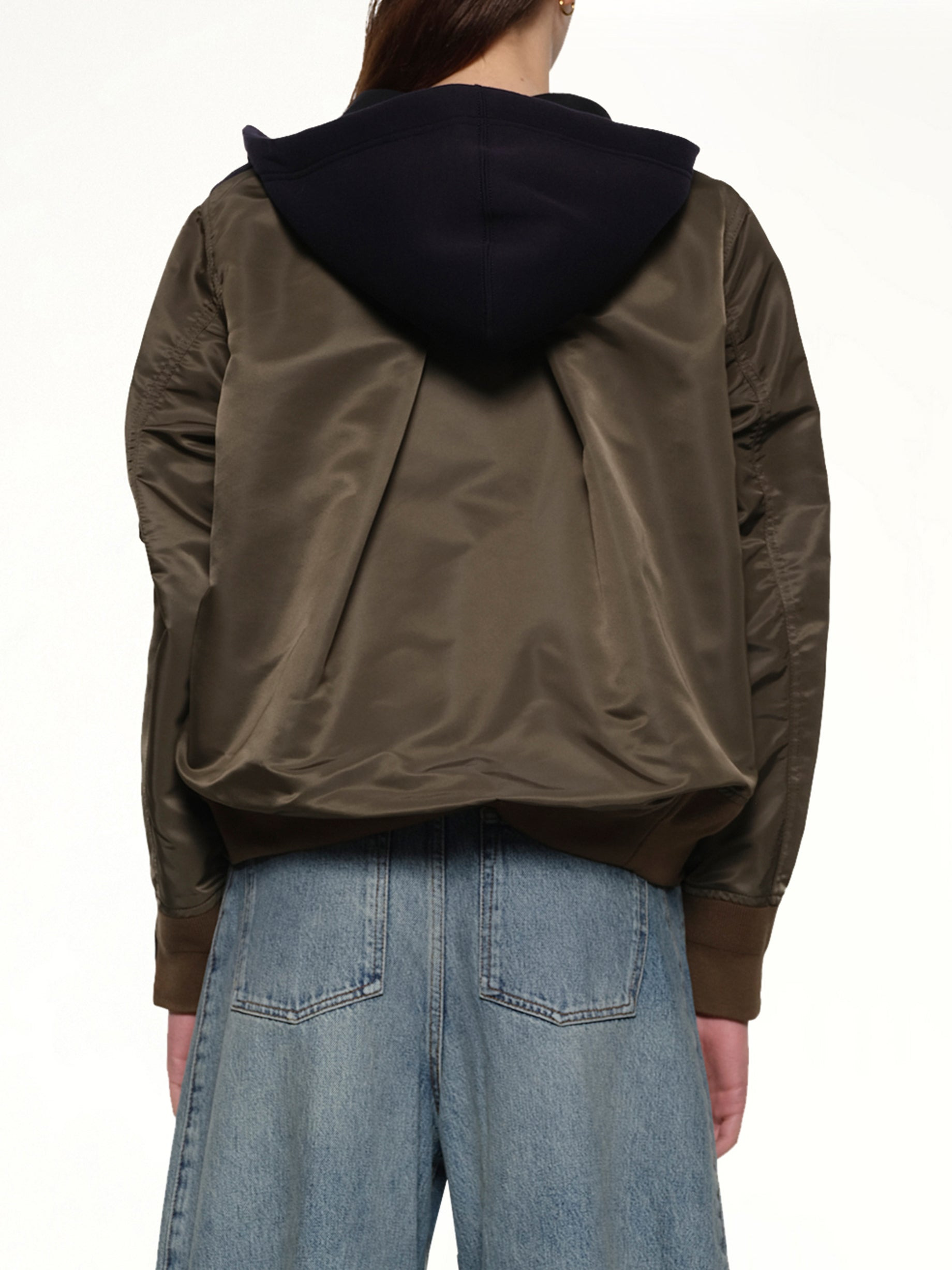 Sponge x Nylon Twill Hoodie in Navy/Dark Khaki - 5