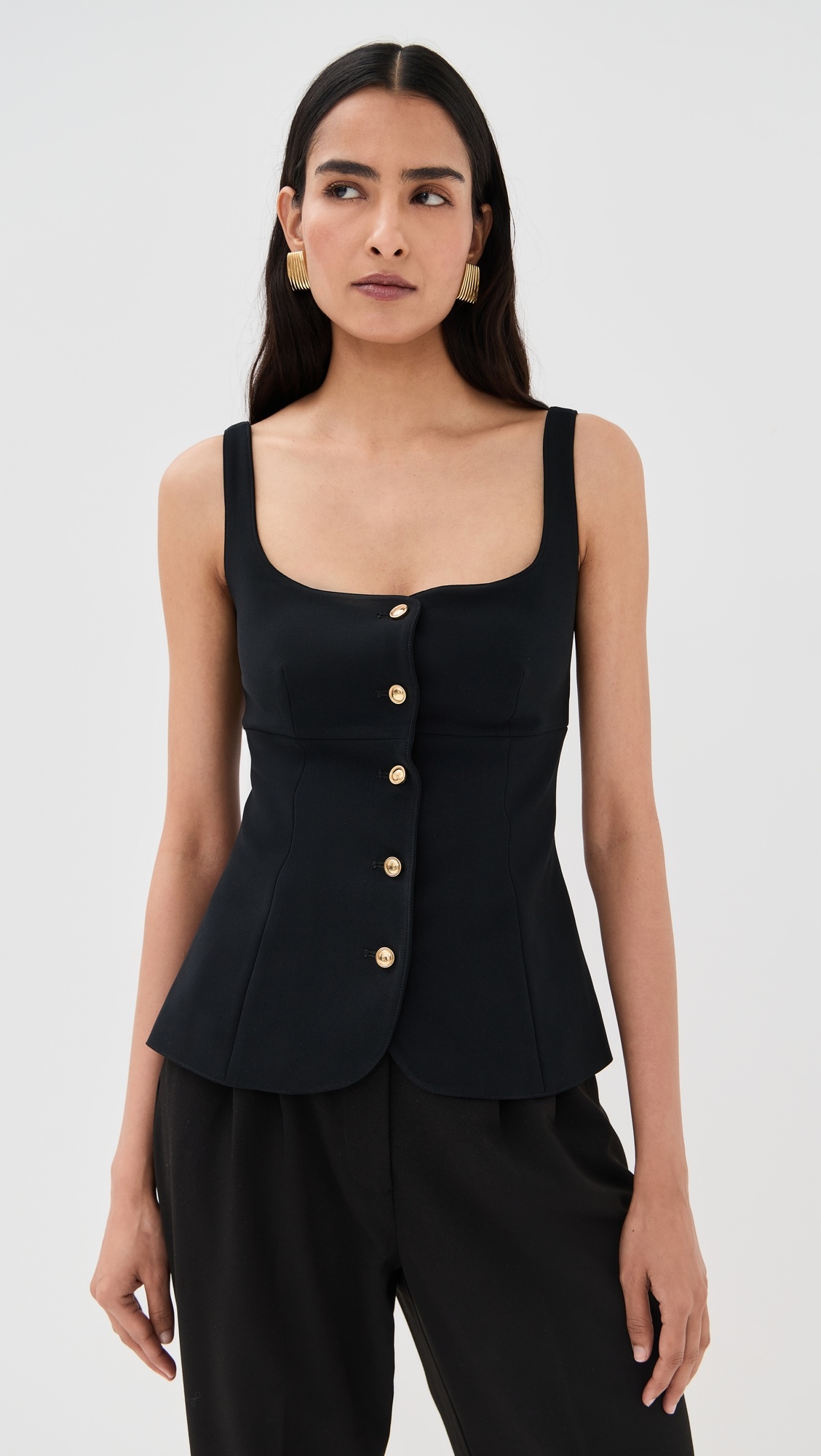 Square Neck Button Front Top - 6