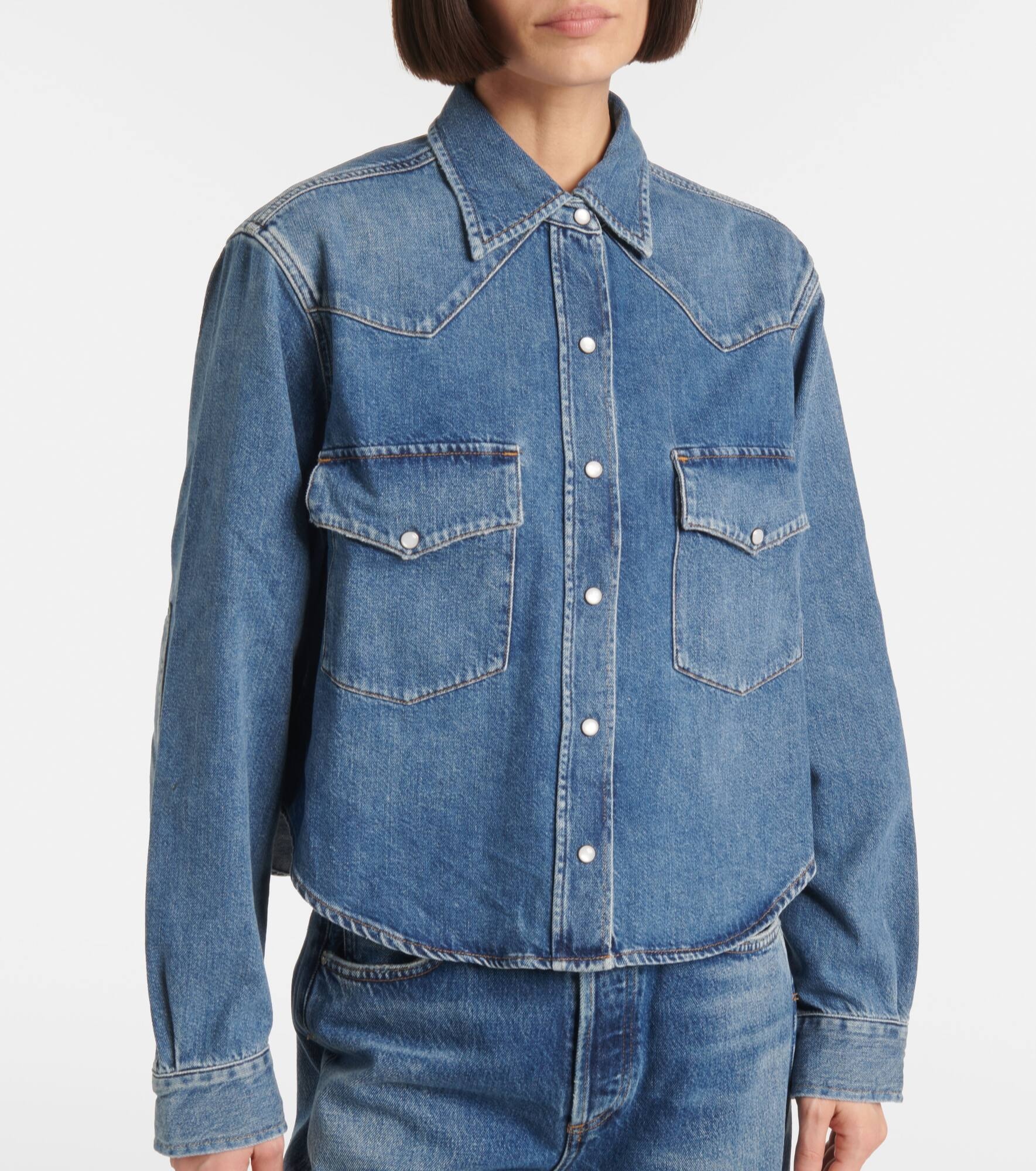 Cropped denim shirt - 6