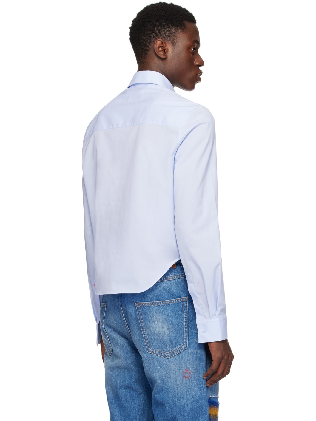 Blue Cropped Long Sleeve Shirt - 3
