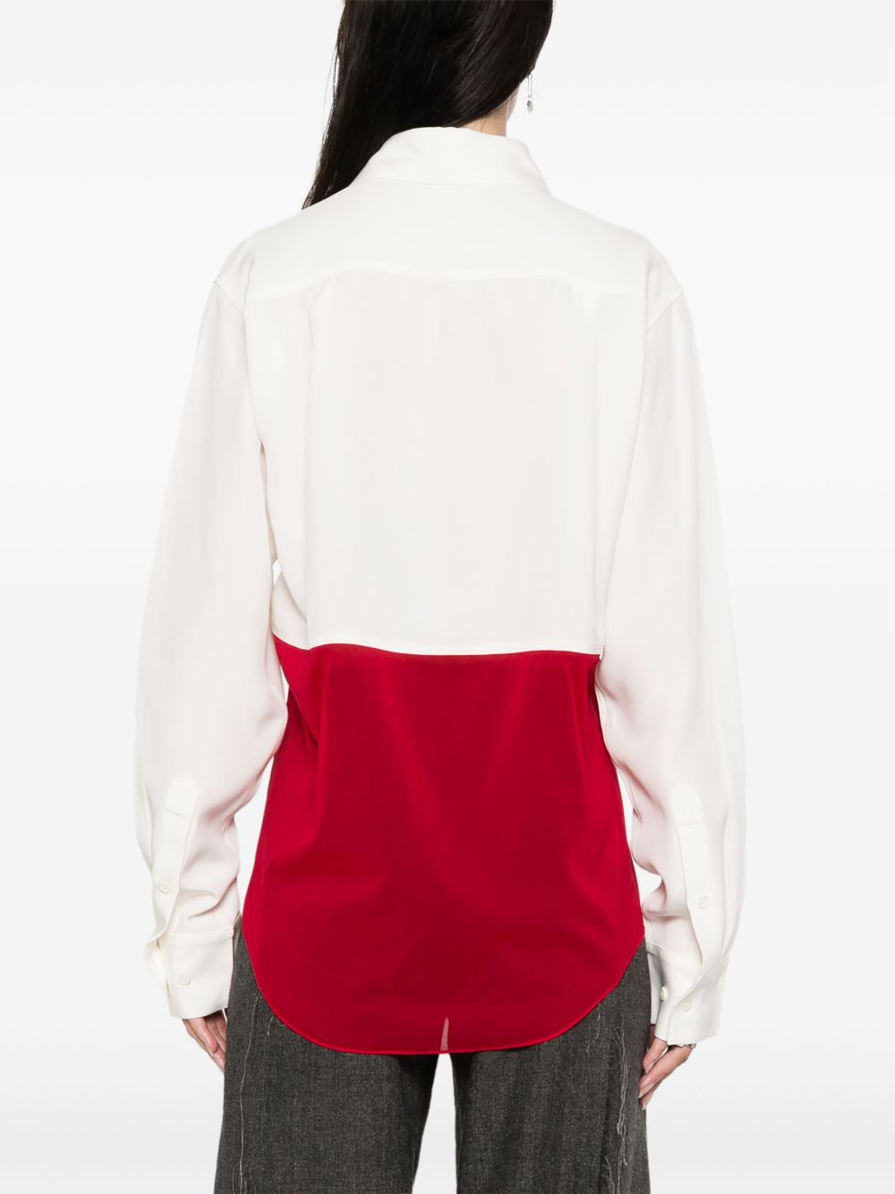 colour-block silk shirt - 4