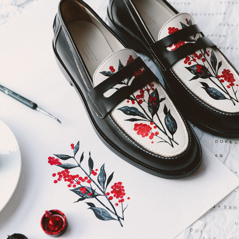 DUKE + DEXTER Wilde Hand-Painted Berry Penny Loafer - Men's outlook