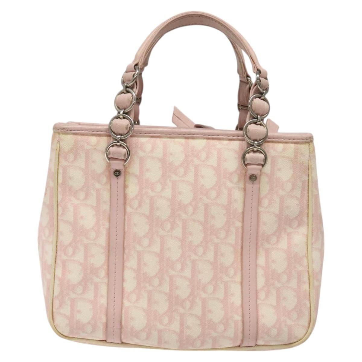 DIOR Trotter Canvas Romantic Hand Bag Pink Silver - 2