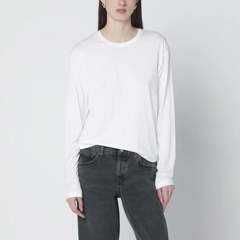 White T-shirt in organic cotton blend - 1