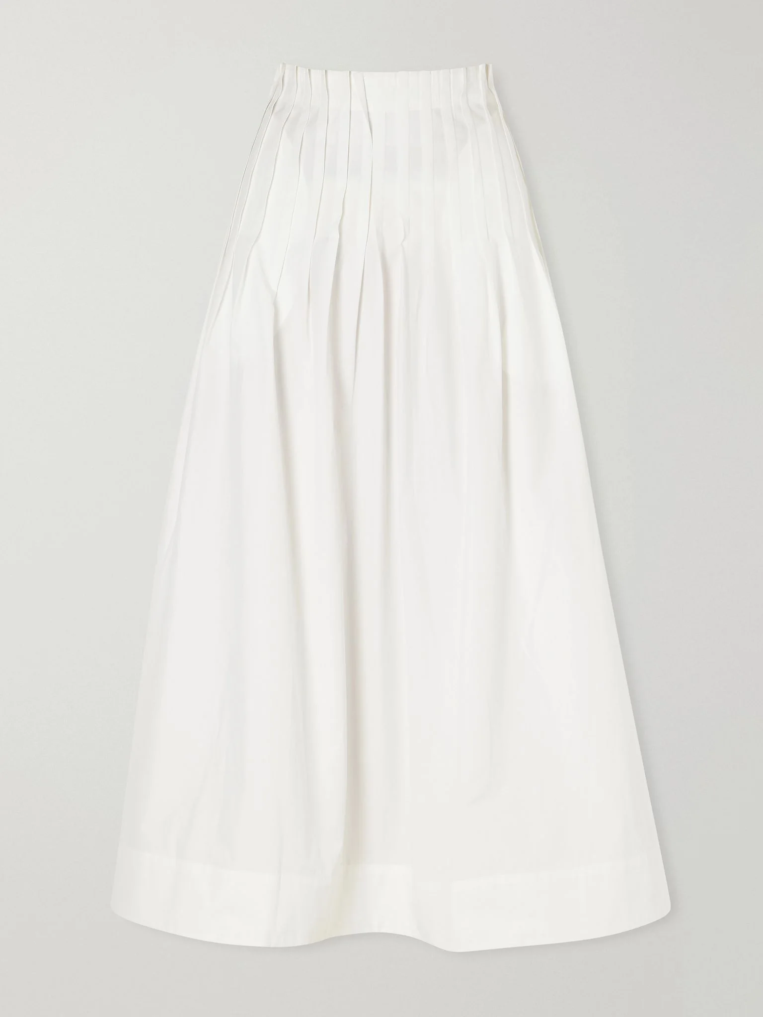 Pleated cotton-poplin maxi skirt White - 1