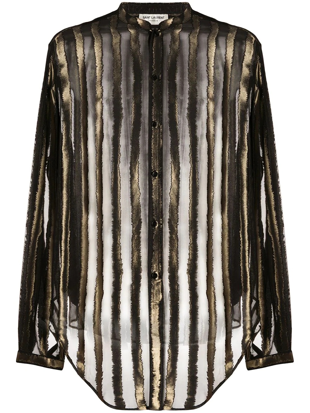 sheer-stripe long-sleeved shirt - 1