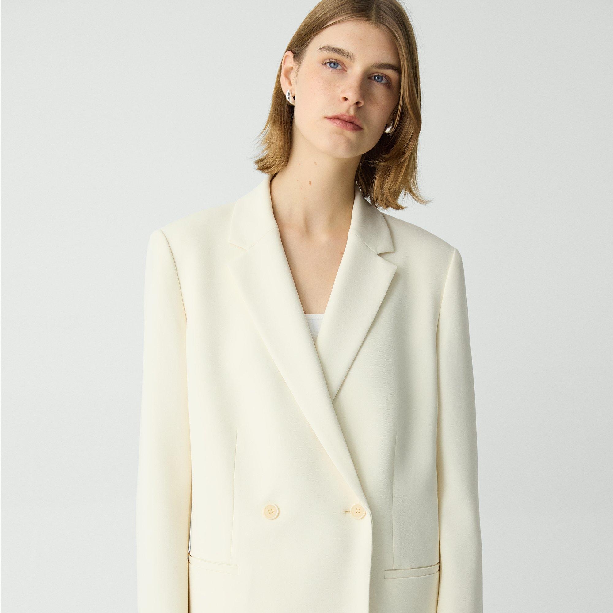 Relaxed Double-Breasted Blazer in Admiral Crepe - 5