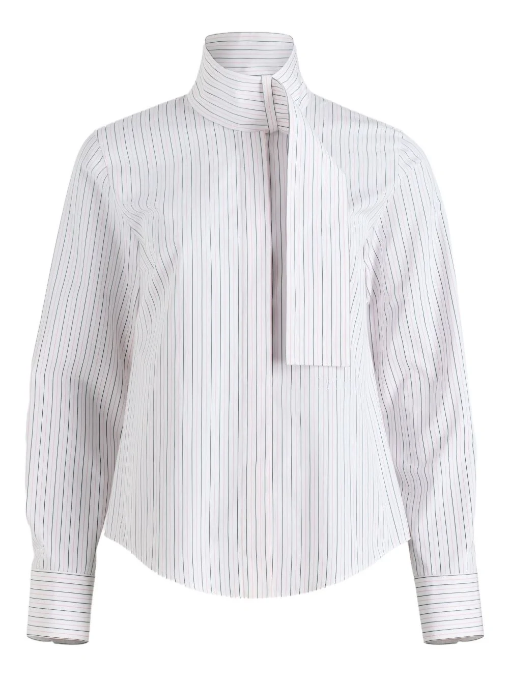 pinstripe scarf-collar blouse - 1