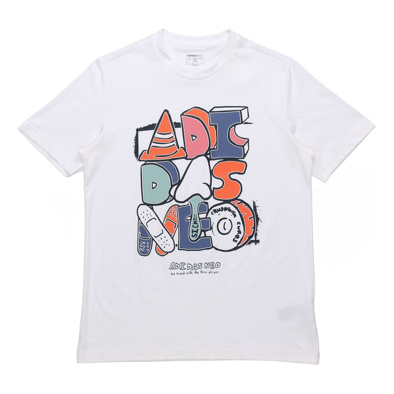 adidas neo M Ssfv5 Tee1 Funny Printing Logo Sports Cotton Round Neck Short Sleeve White GP4864 1