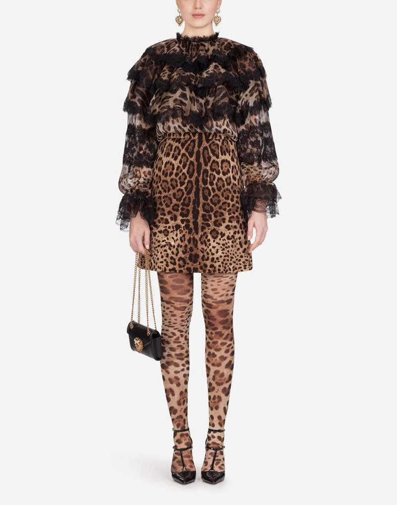 Short skirt in leopard-print double crepe 5