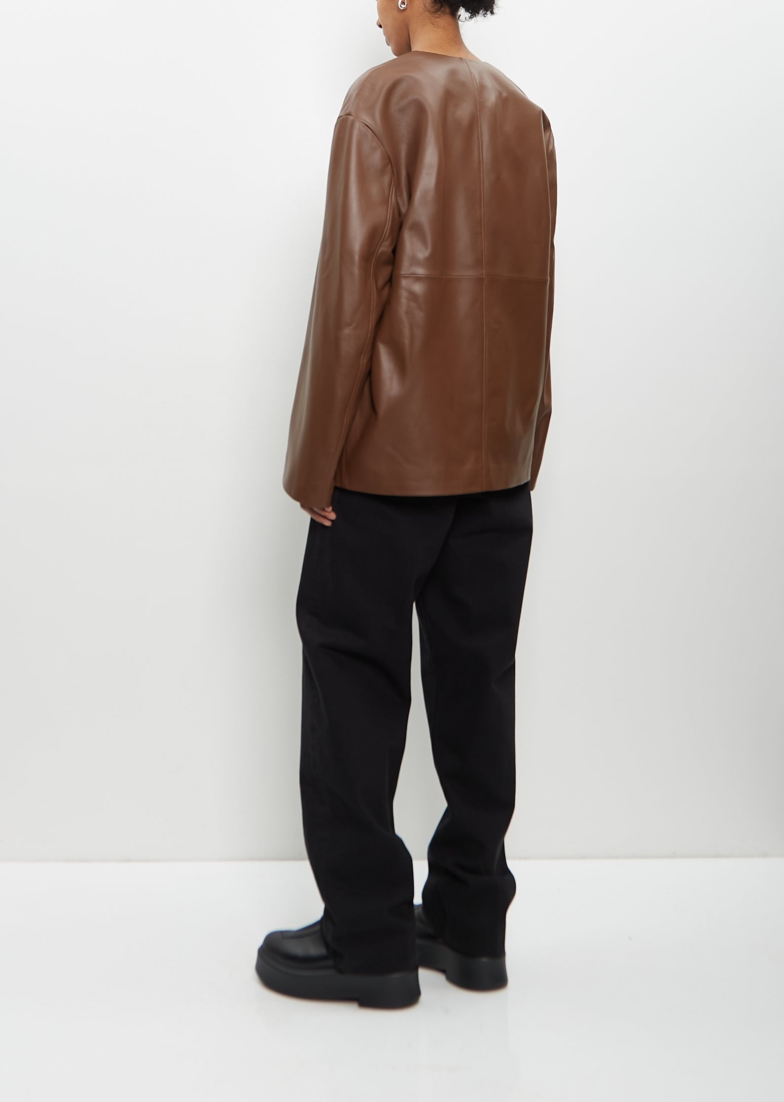 Leather Atalia Round Neck Coat - 3