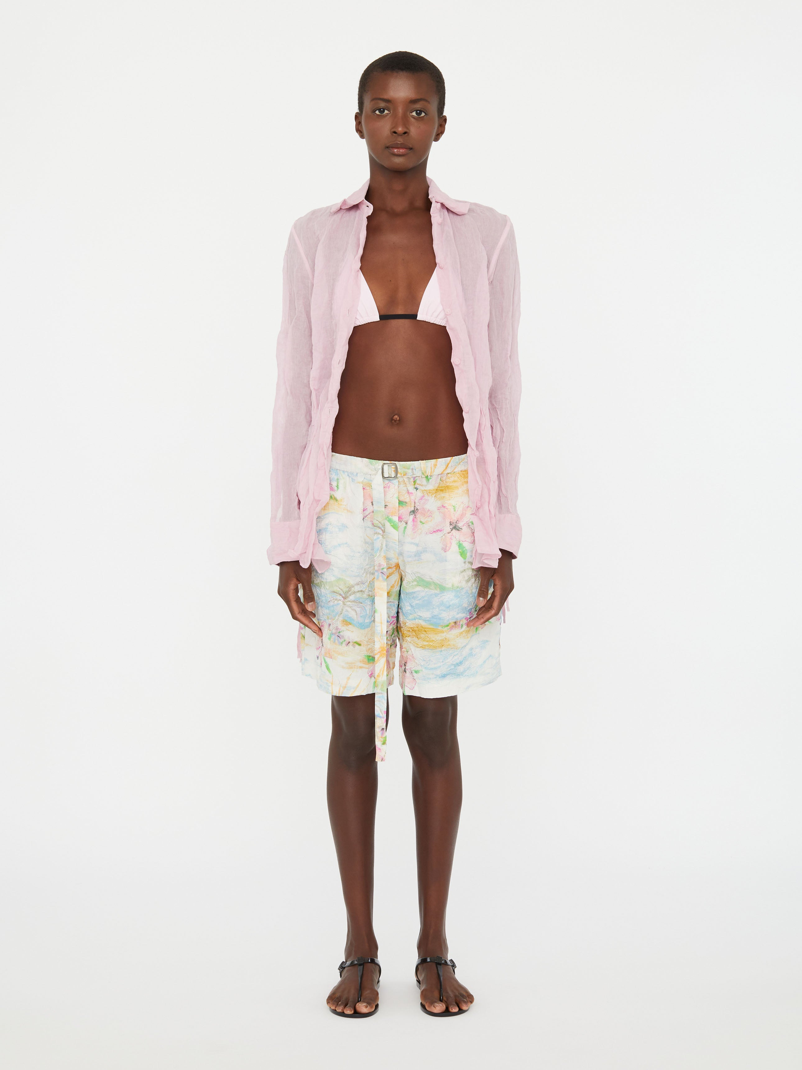 Crushed Side Tie Shirt - 2