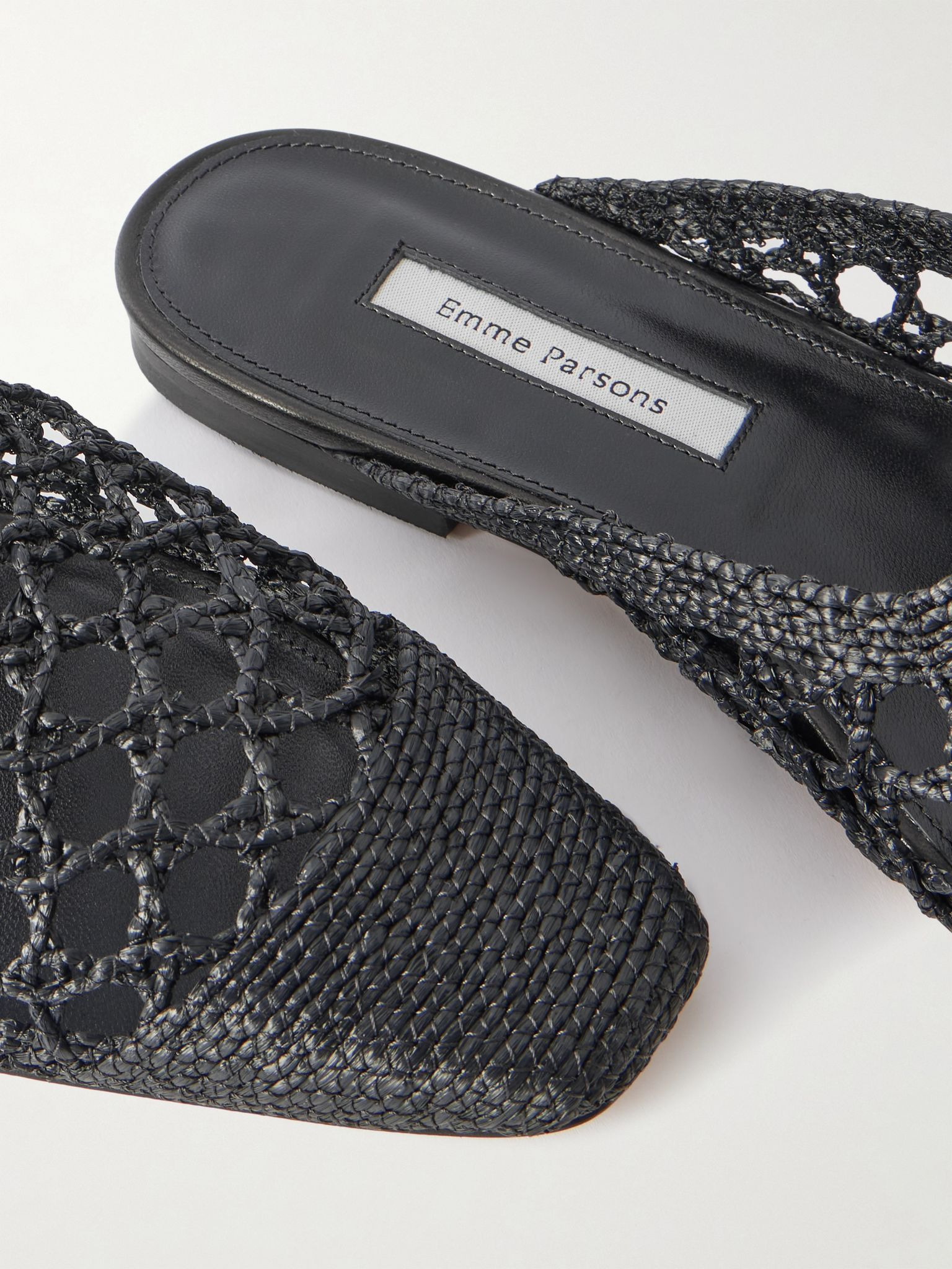 Woven raffia mules Black - 4