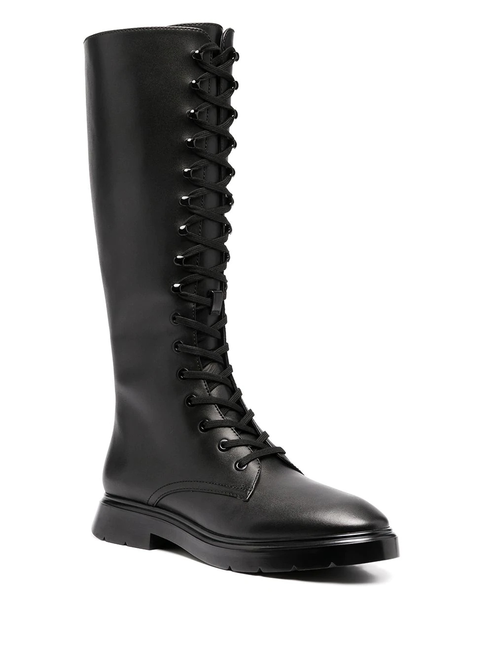 leather lace-up calf boots - 2