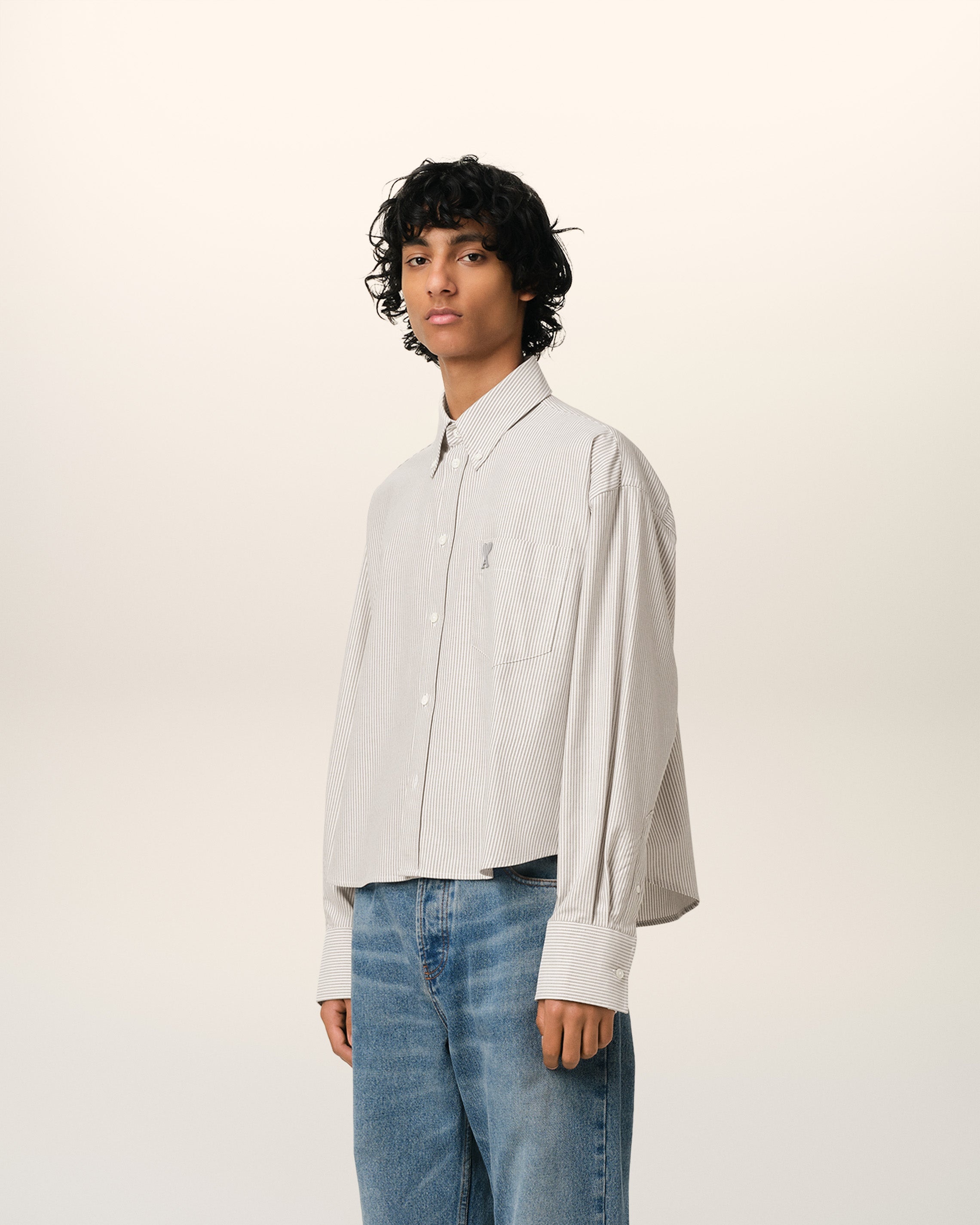 GREEN COTTON CROPPED OVERSIZED SHIRT - 6