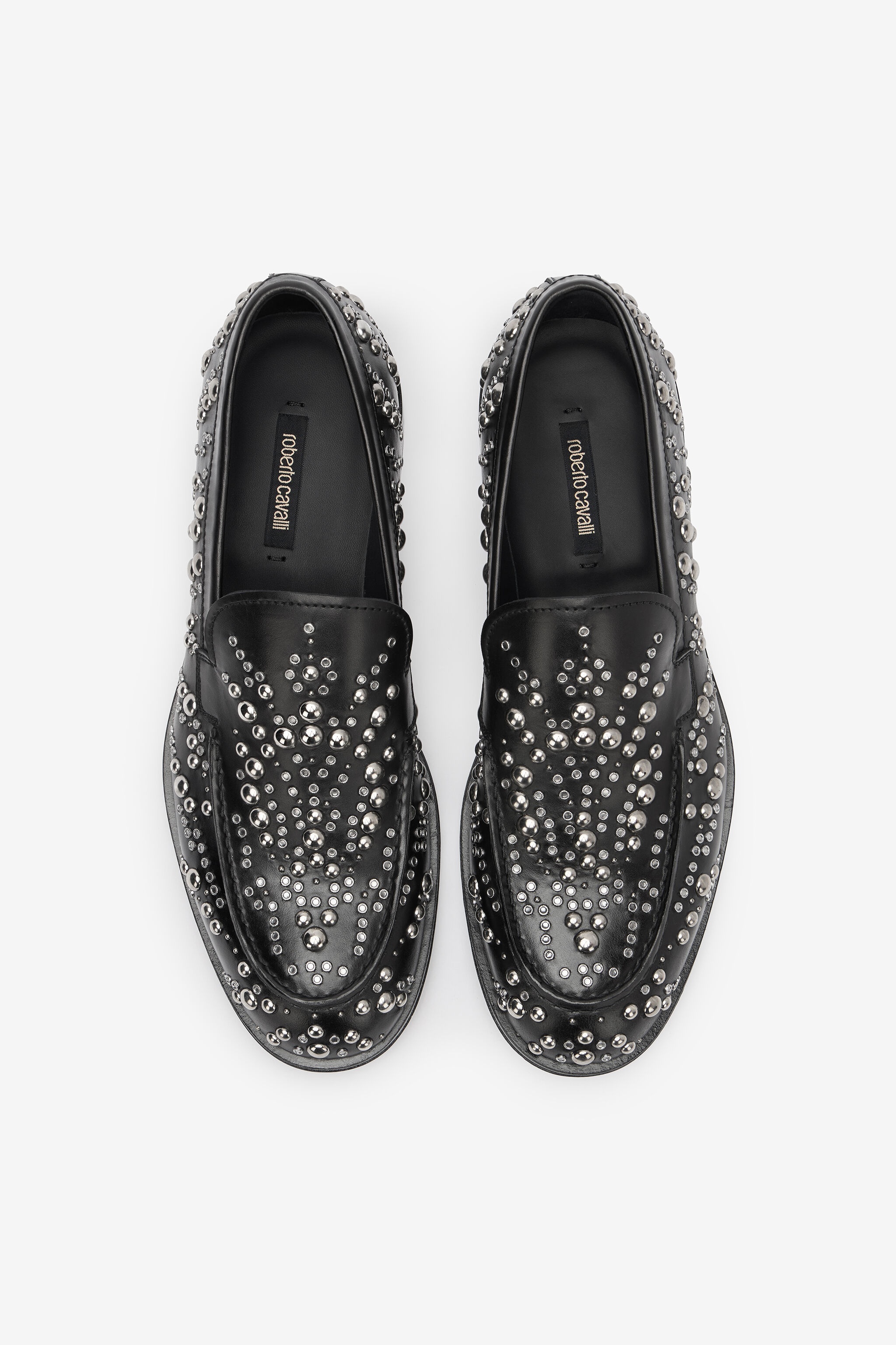 Leather Loafers With Studs And Rhinestones - 6