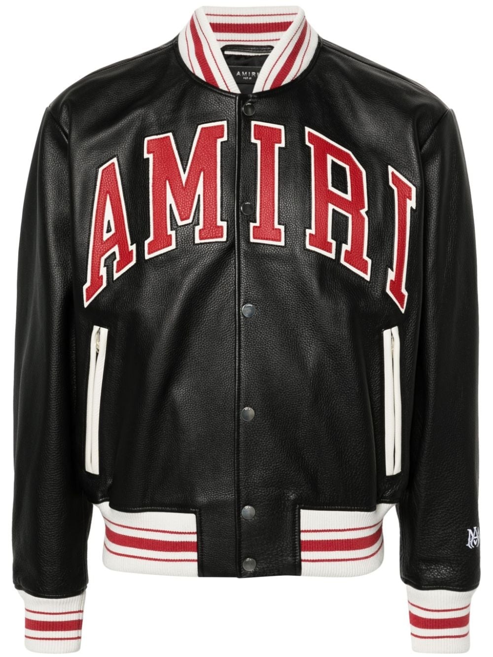 AMIRI logo-appliquÃ© leather bomber jacket | farfetch