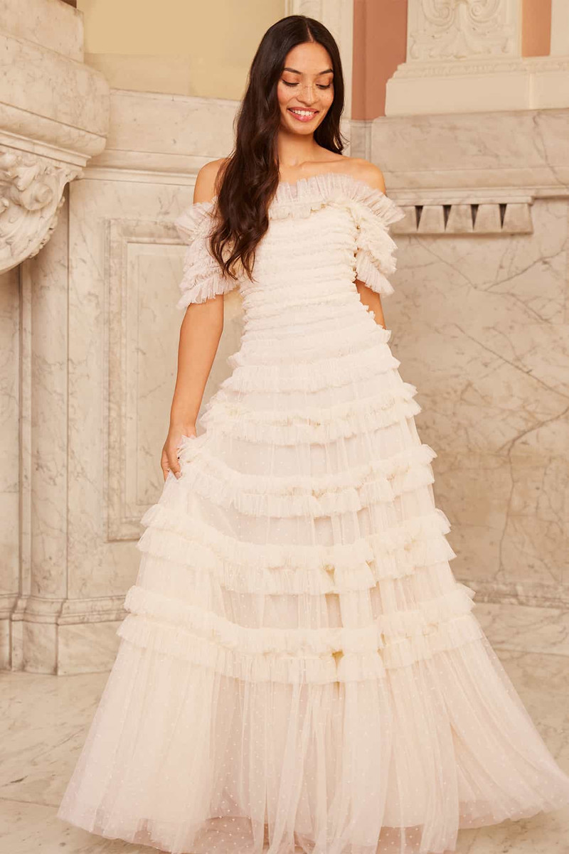 Needle & Thread Lisette Ruffle Off Shoulder Gown outlook