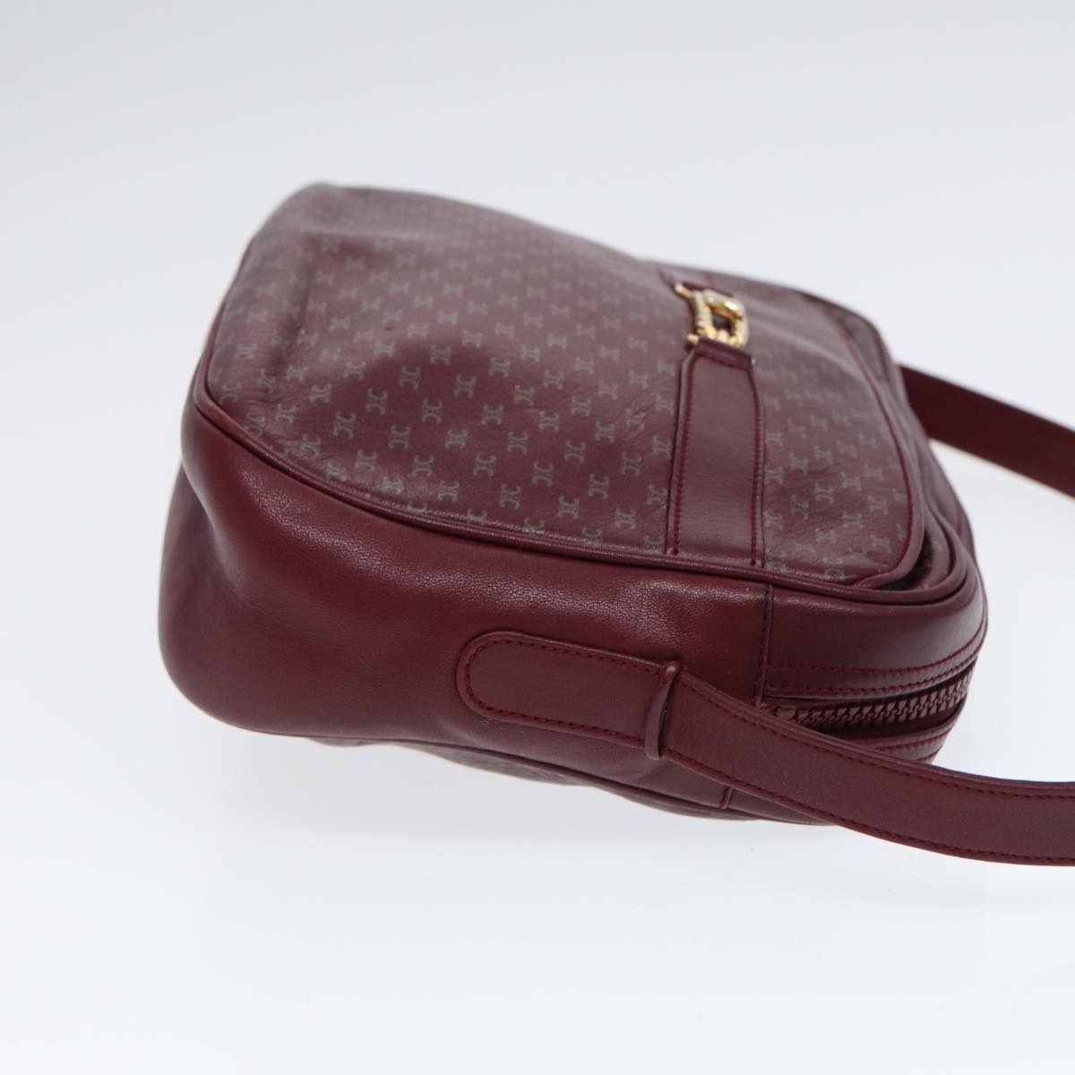 CELINE Macadam Canvas Shoulder Bag Red Gold - 3