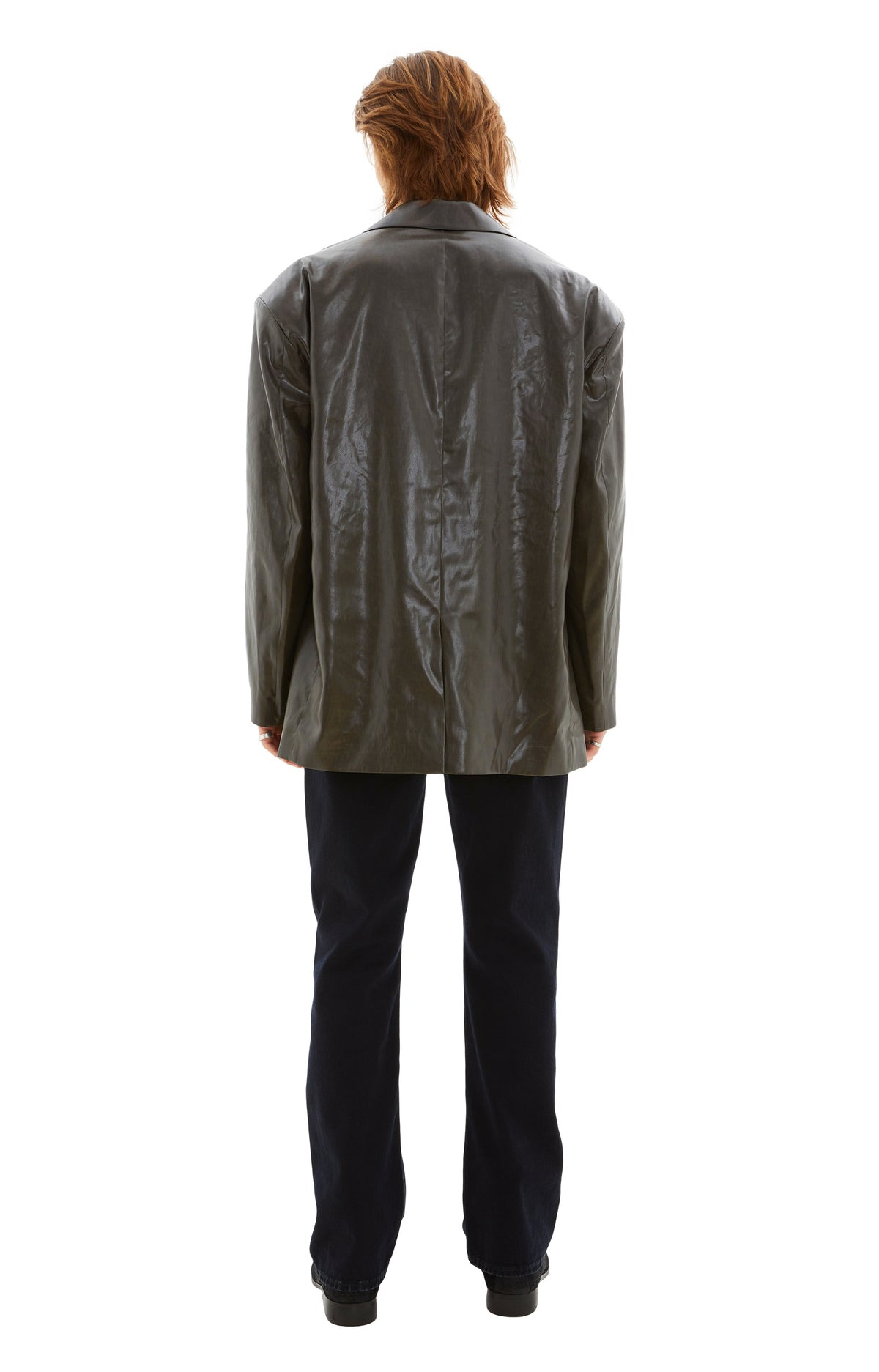 EMPTY SINGLE BREASTED JACKET (WET LOOK KHAKI) - 3