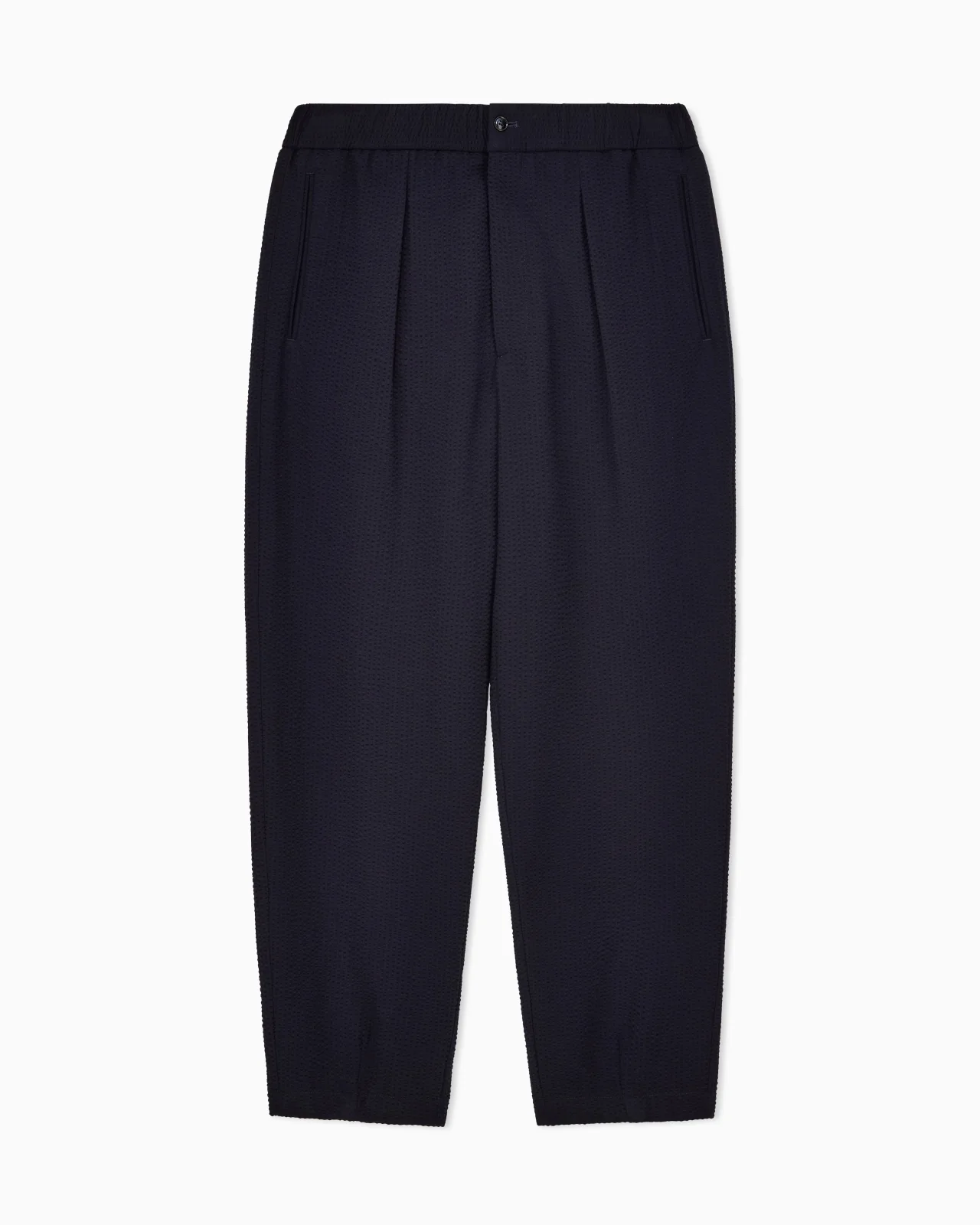 Single-pleat, virgin wool and cashmere seersucker trousers - 1