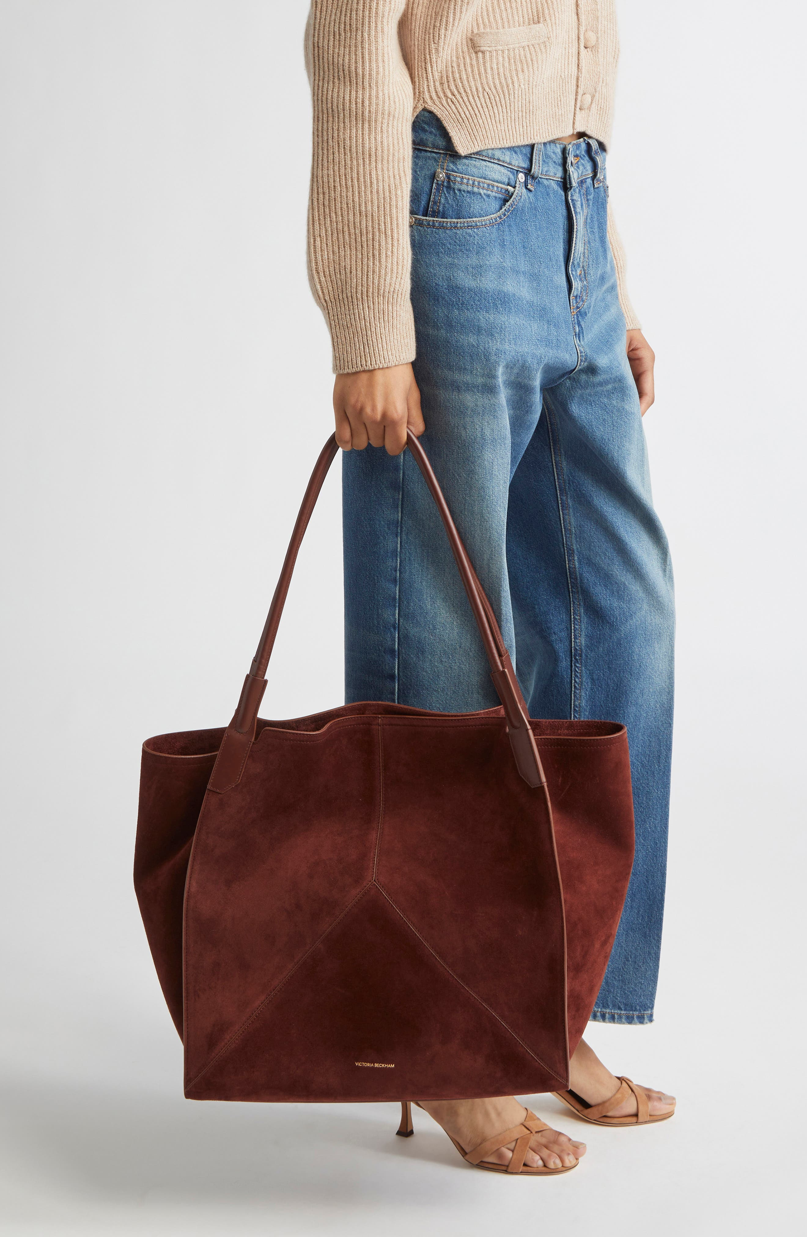 Victoria Beckham Victoria Sue Suede Tote in Dark Brown at Nordstrom - 3