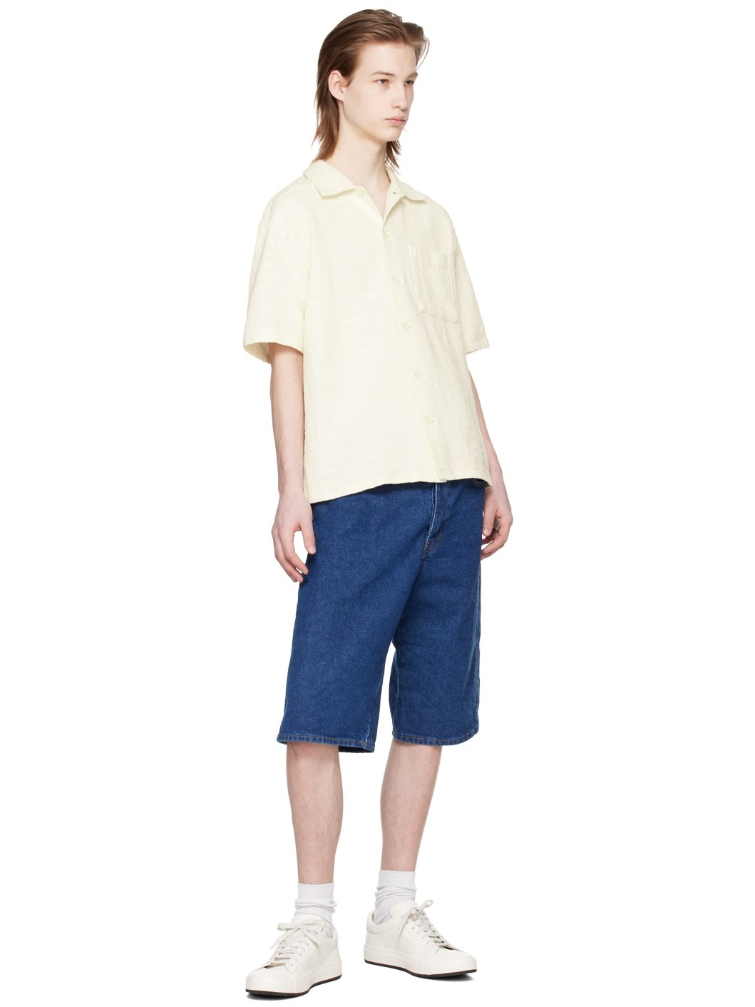 Blue Twist Denim Shorts - 4