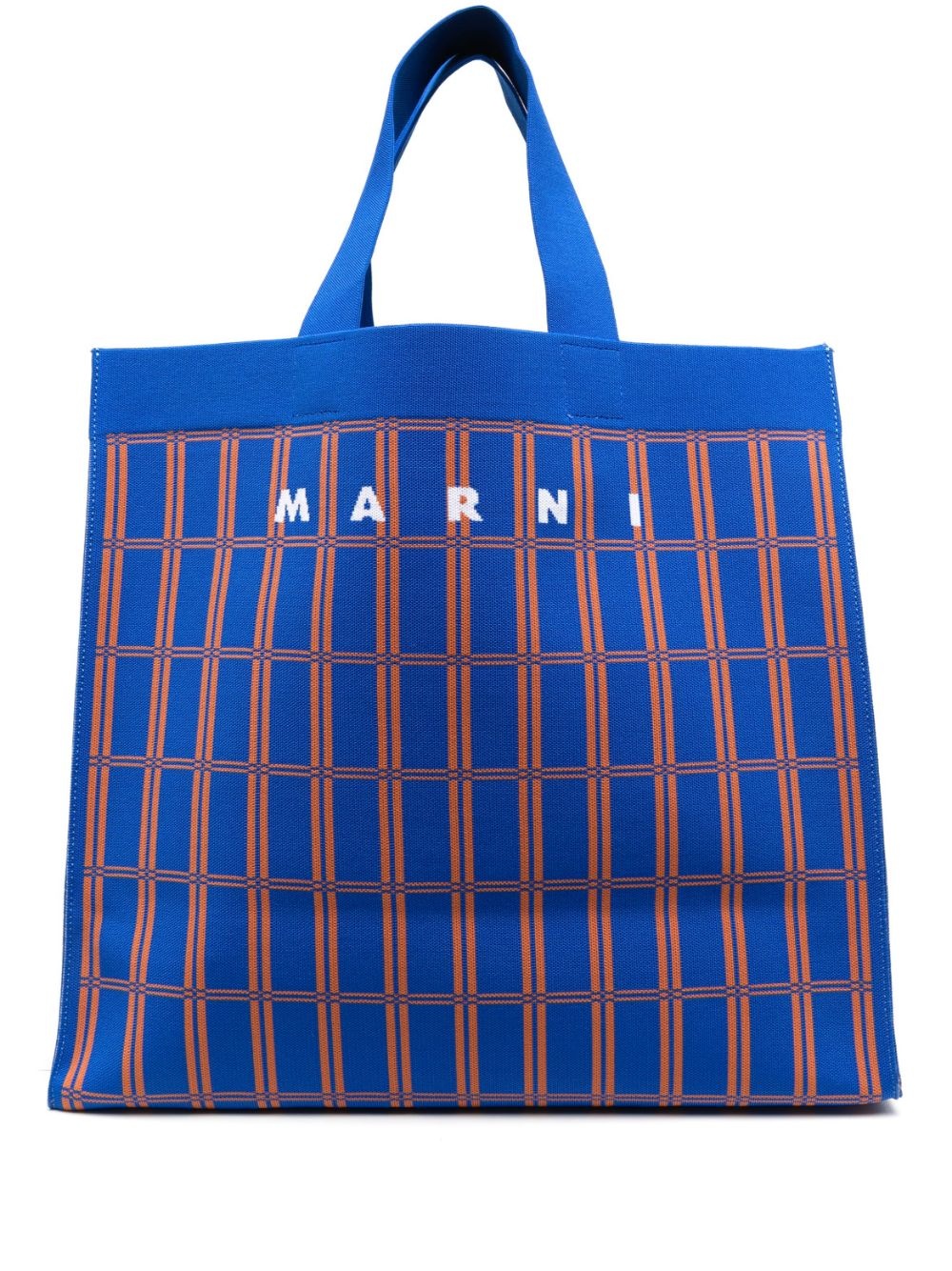 logo-printed checked tote - 1