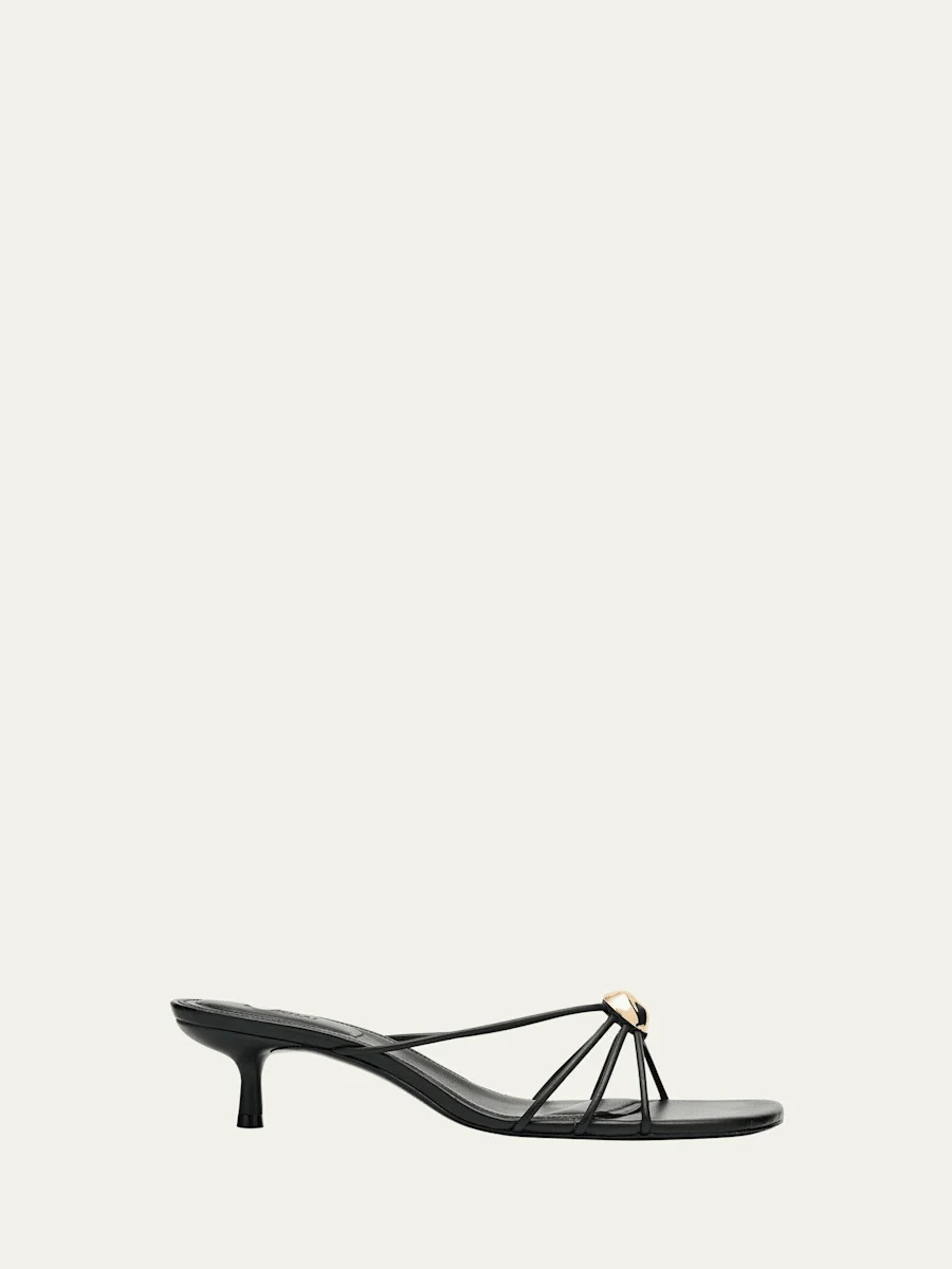 Amaya Strappy Leather Kitten-Heel Sandals - 1