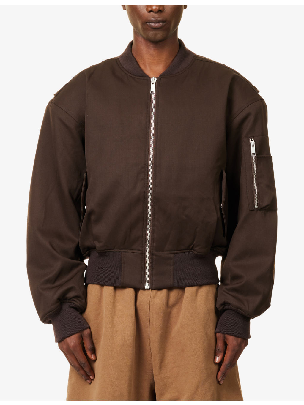Cropped Broad Wool Bomber Jacket - 3