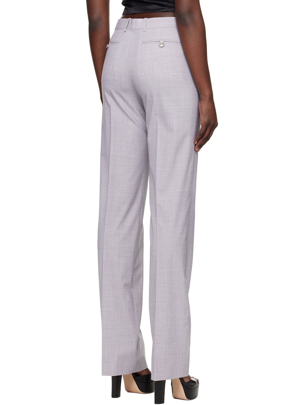 Gray Mélange Straight-Leg Trousers - 3