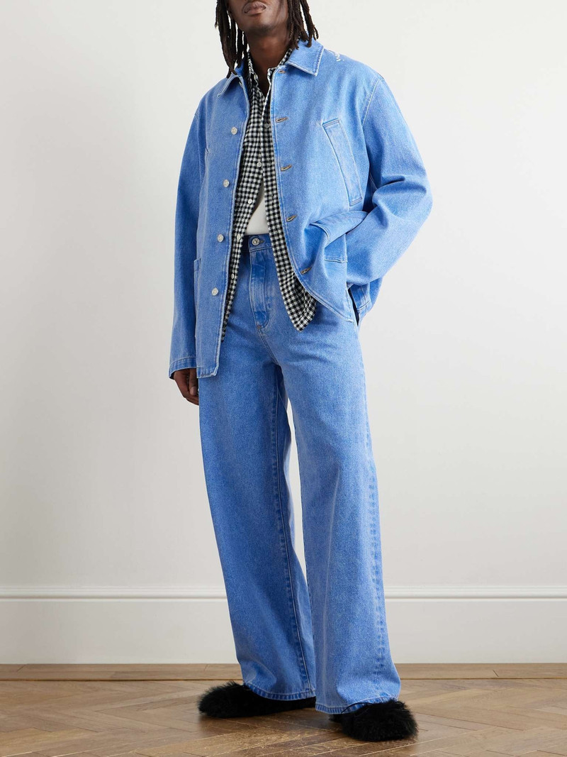 Marni Logo-Embroidered Bleached Denim Jacket outlook