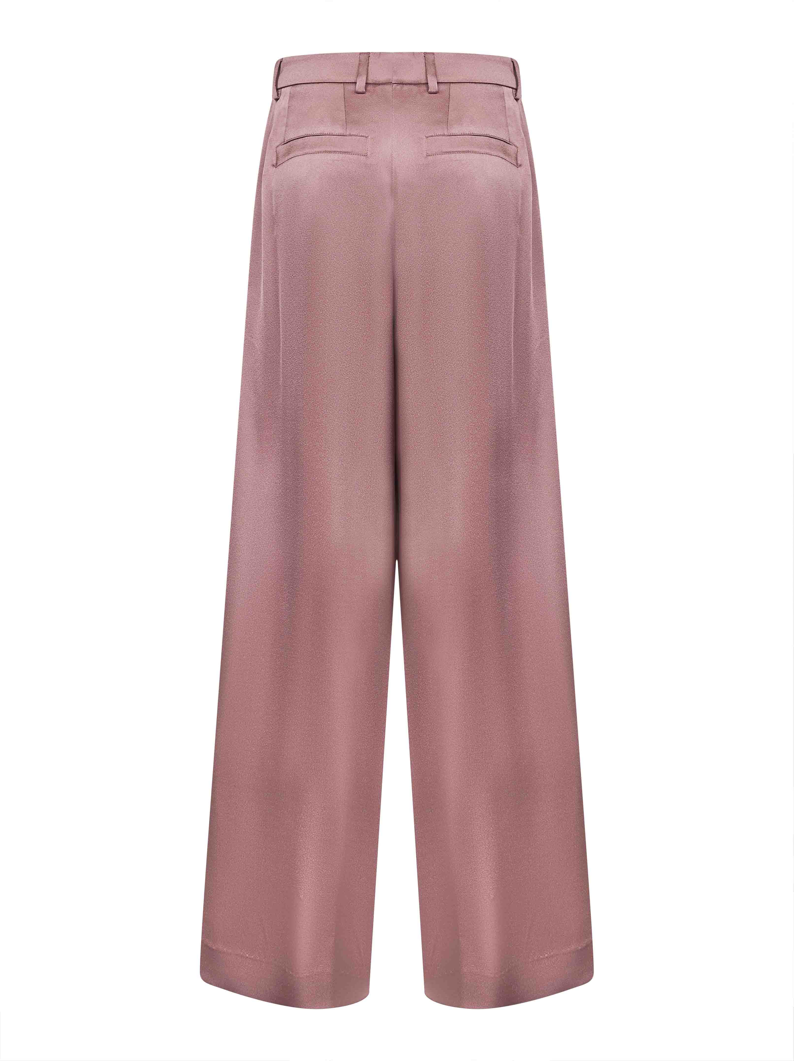 Old rose satin wide-leg trousers - 2