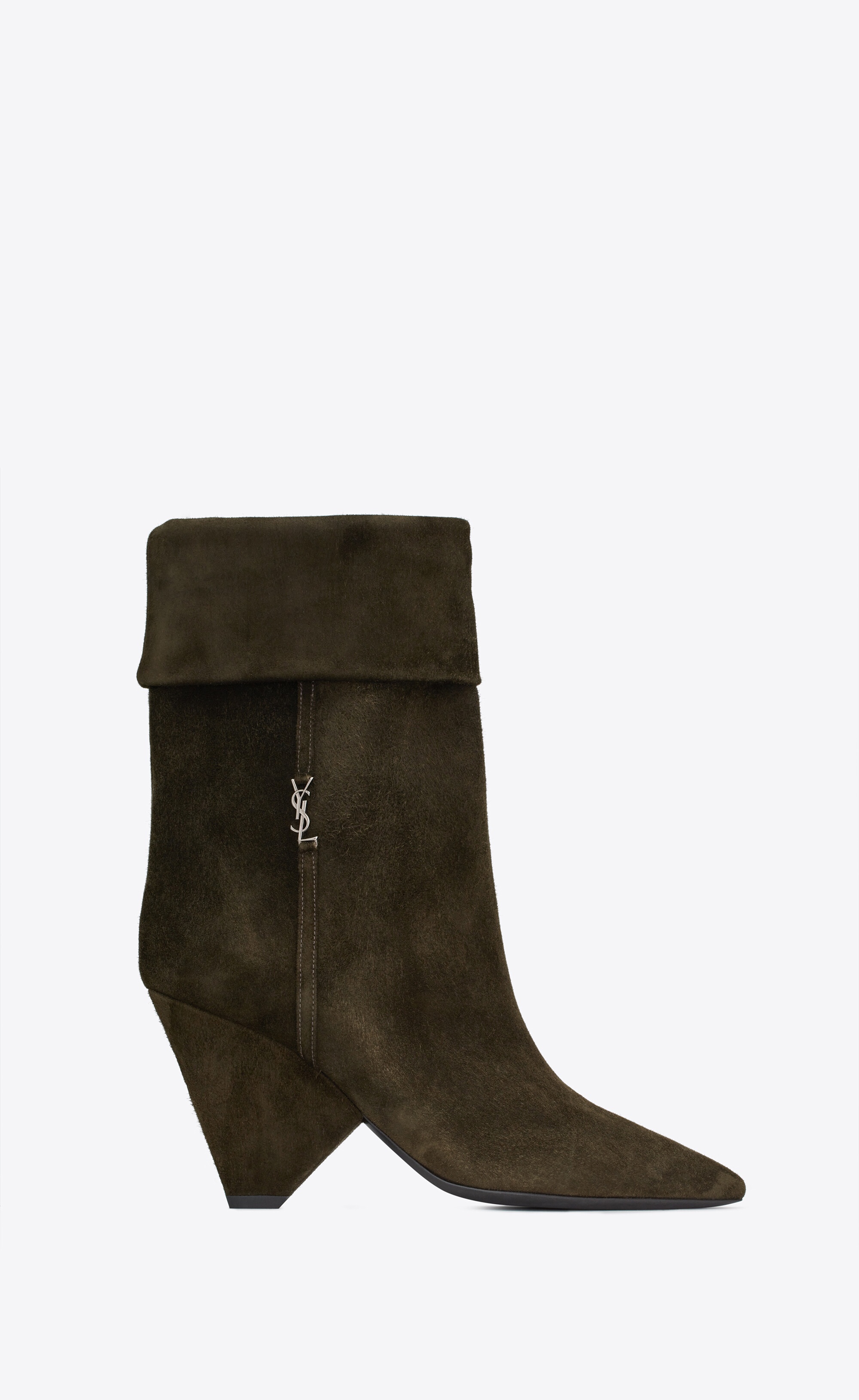 niki booties in suede and silver-tone monogram - 1