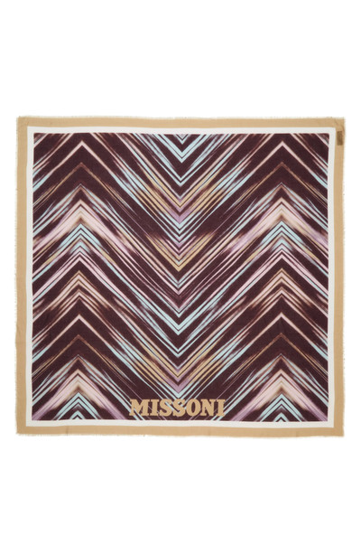 Missoni Chevron Stripe Modal & Silk Square Scarf in Brown/Beige Multi outlook